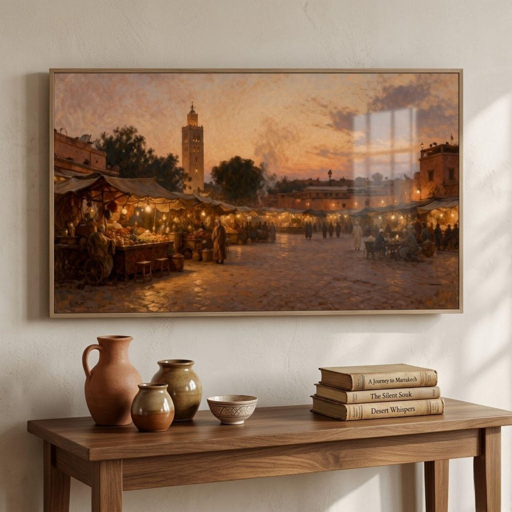 Jemaa el Fna Marrakech Market Art, Moroccan Dusk Scene (Digital Download)