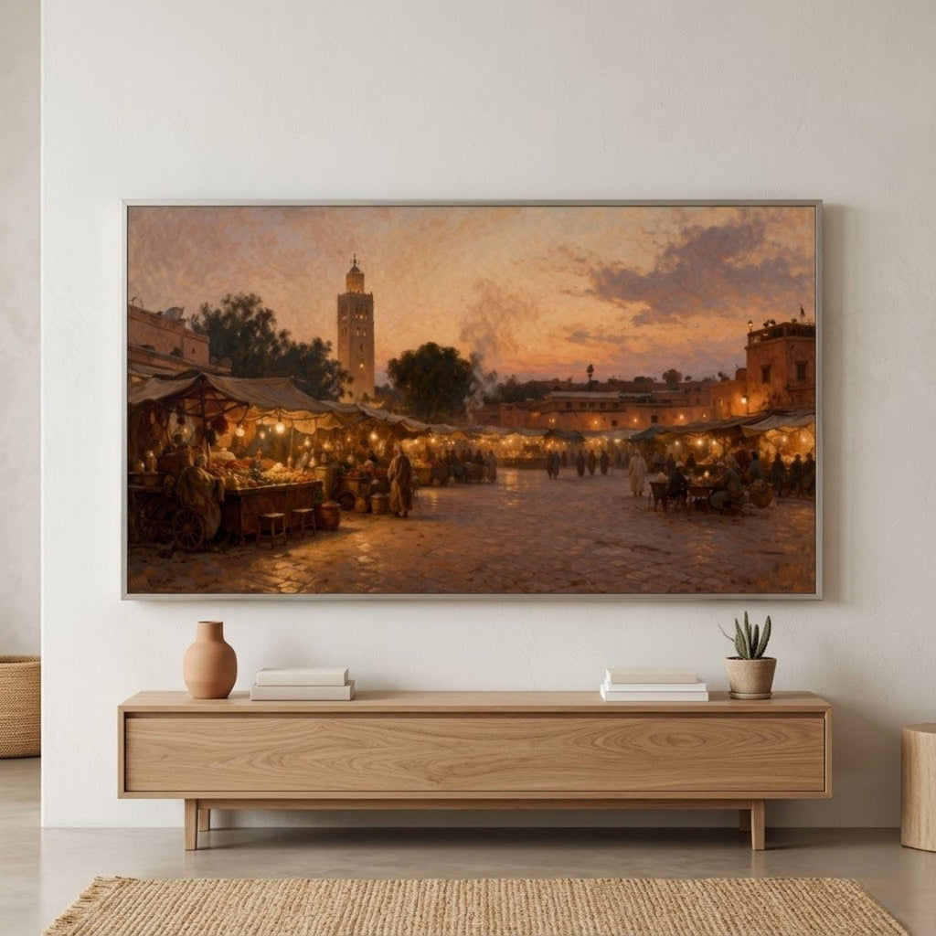 Jemaa el Fna Marrakech Market Art, Moroccan Dusk Scene (Digital Download)