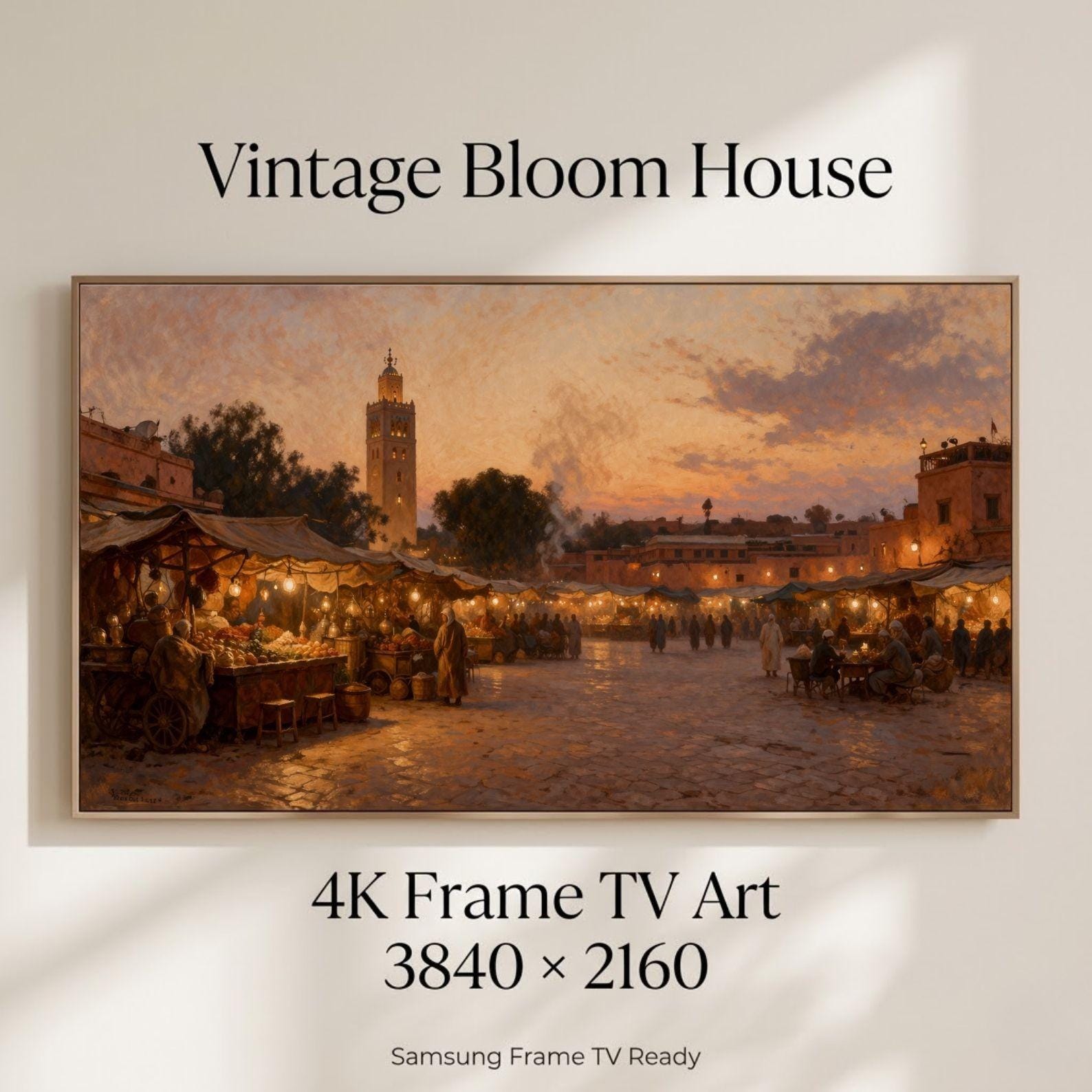 Jemaa el Fna Marrakech Market Art, Moroccan Dusk Scene (Digital Download)