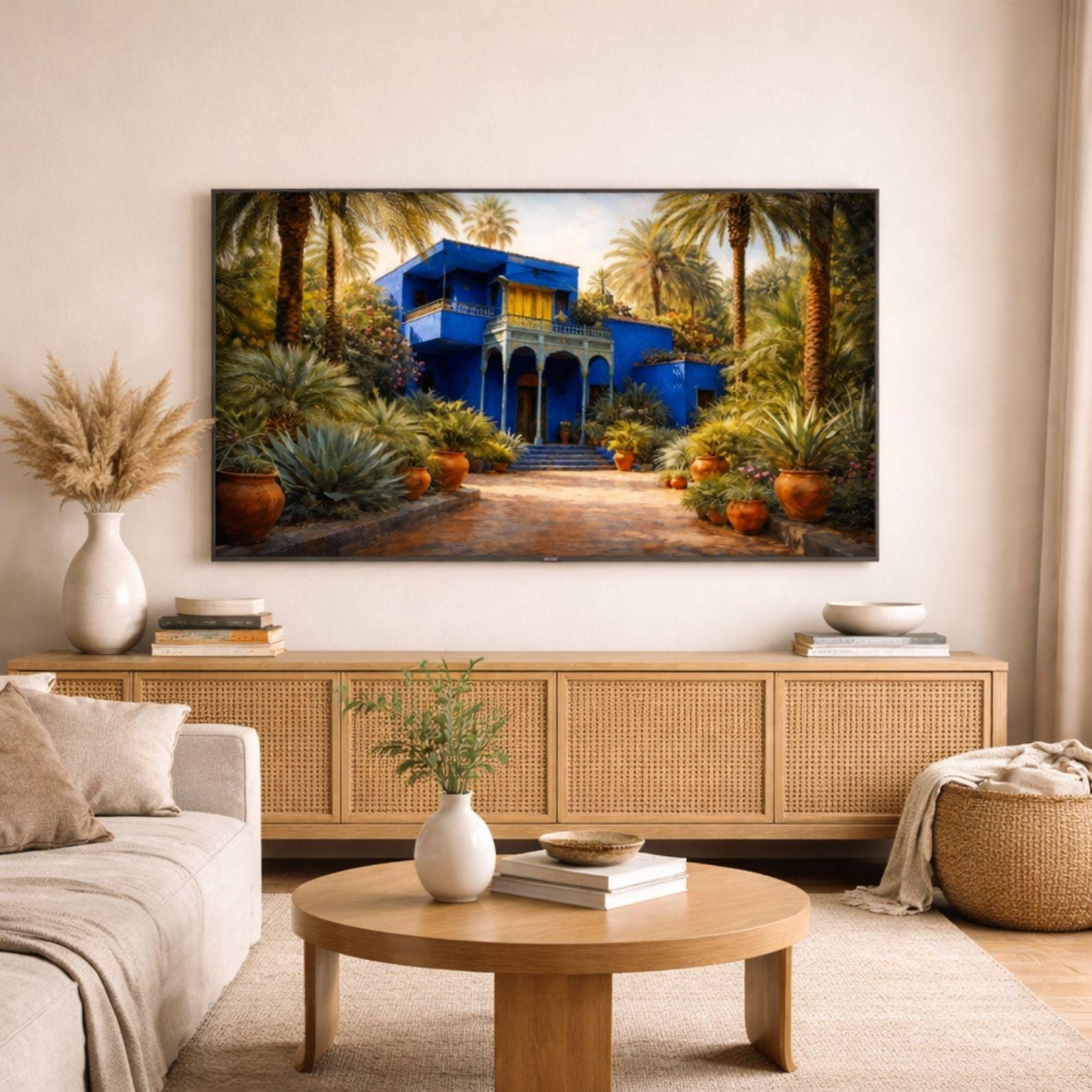 Majorelle Garden Frame TV Art, Marrakech Blue Villa, Moroccan Scene (Digital Download)