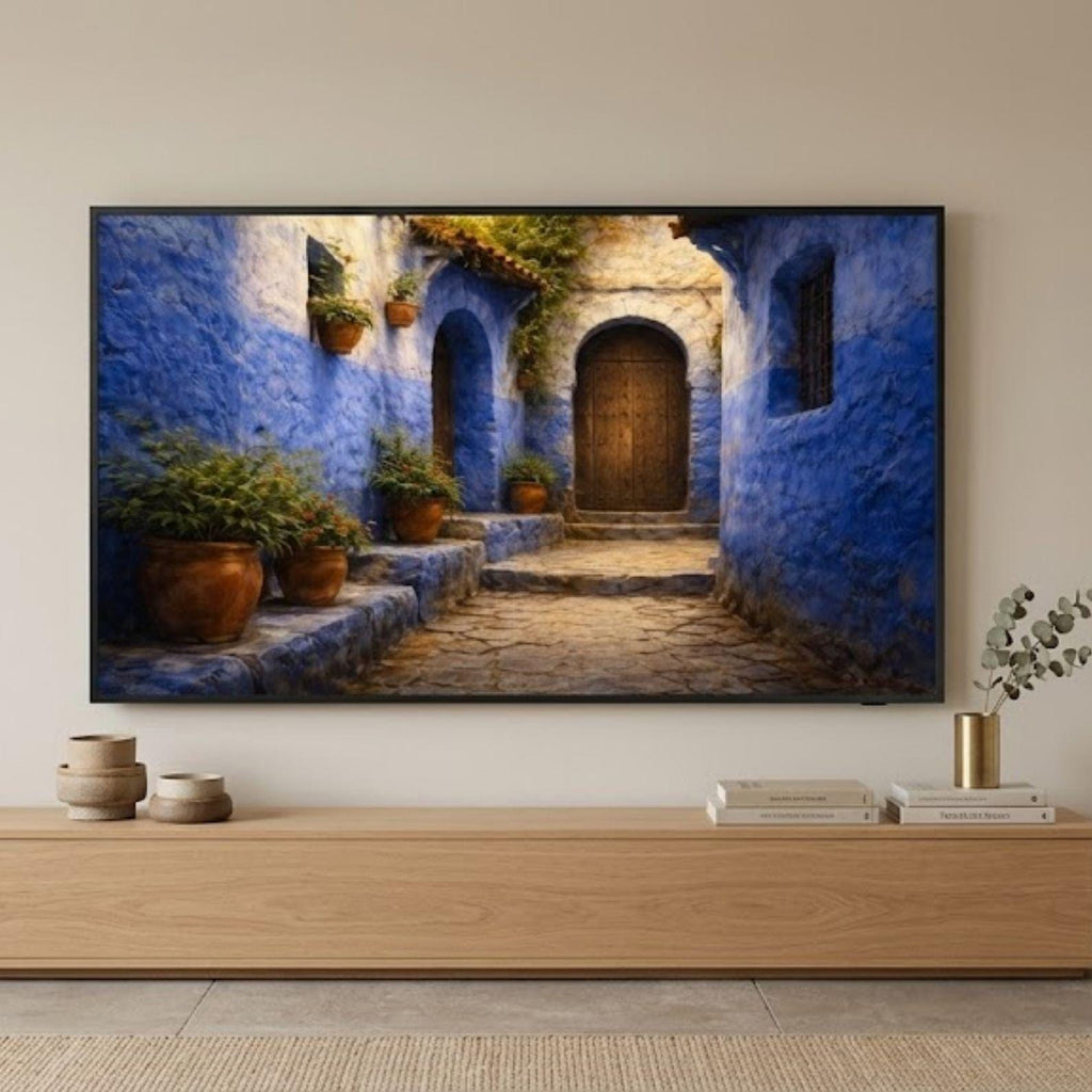 Chefchaouen Blue Alleyway Art | Moroccan Streets Samsung Frame TV (Digital Download)