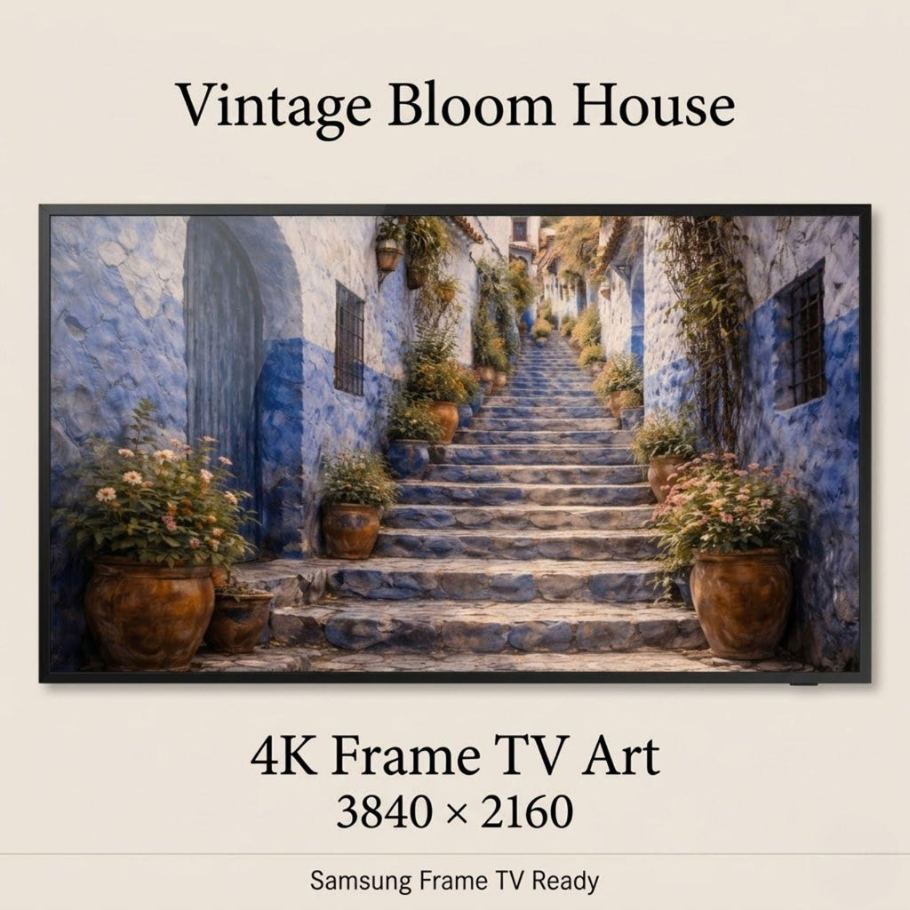 Chefchaouen Arch Doorway Art | Blue Morocco Frame TV Art (Digital Download)