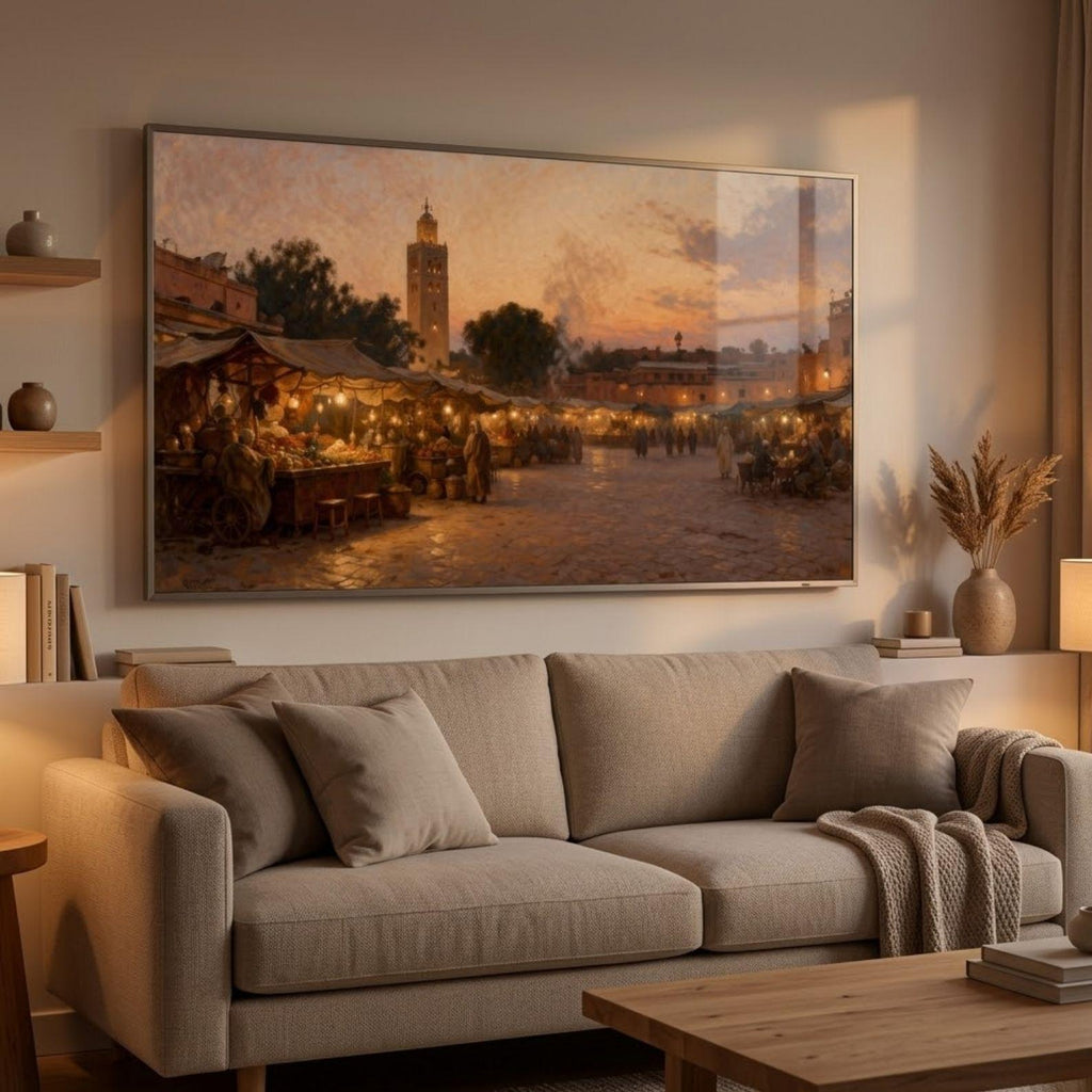 Jemaa el Fna Marrakech Market Art, Moroccan Dusk Scene (Digital Download)