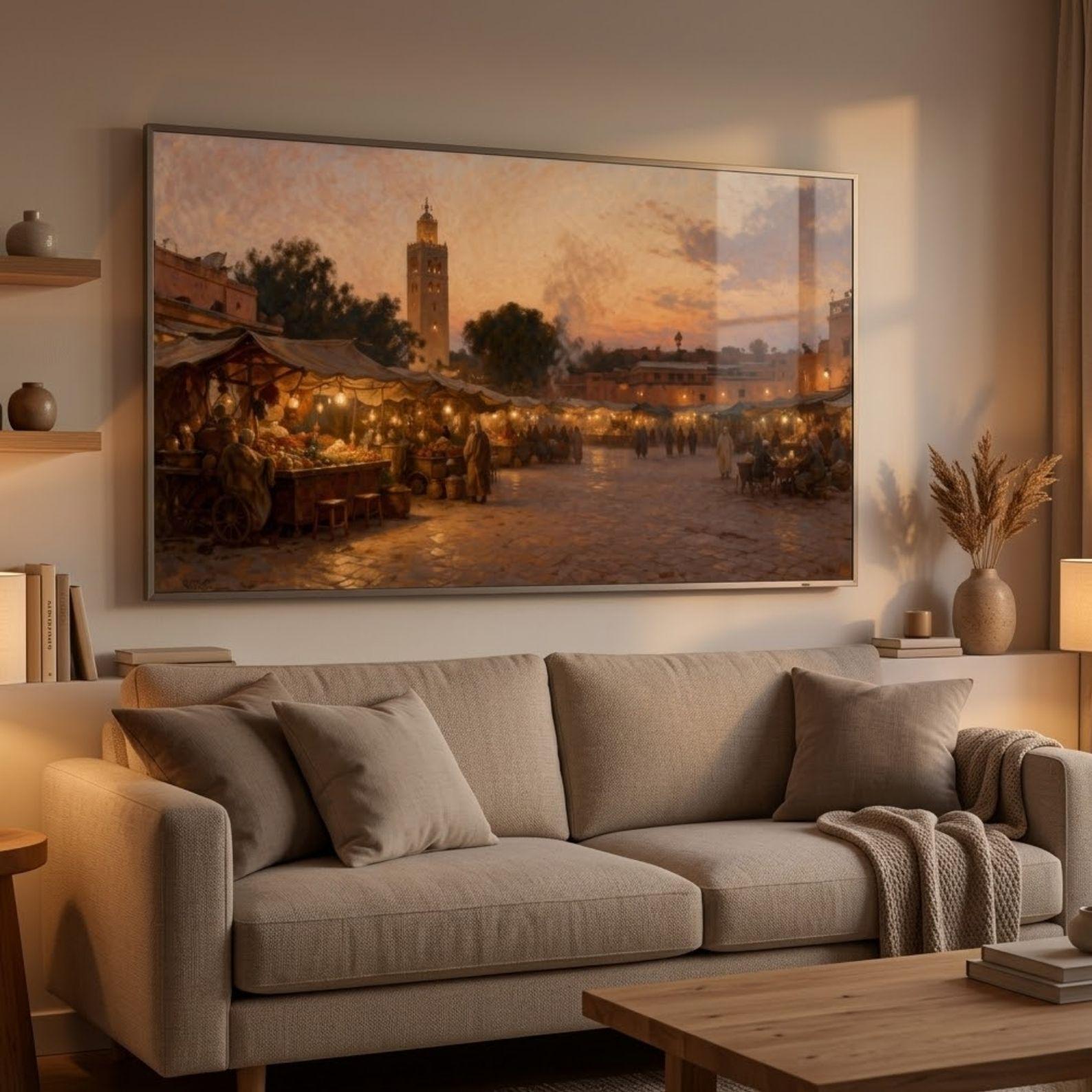 Jemaa el Fna Marrakech Market Art, Moroccan Dusk Scene (Digital Download)