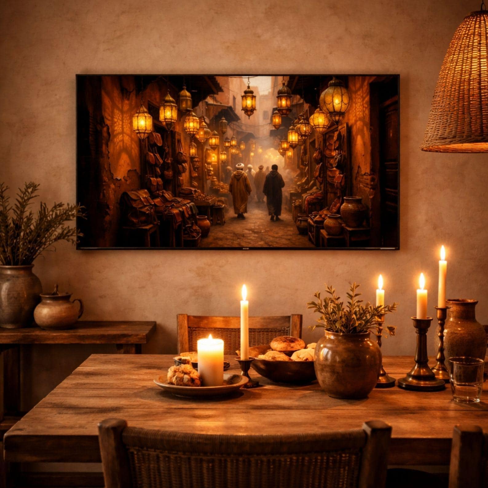 Marrakech Souk Lanterns Art | Warm Moroccan Evening Scene (Digital Download)