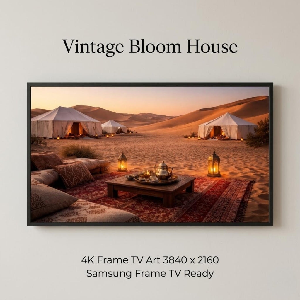 Sahara Desert Camp Art | Luxury Tents Morocco Wall Art (Digital Download)