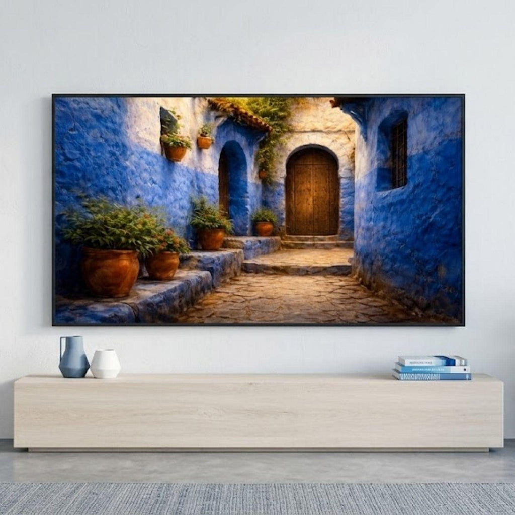 Chefchaouen Blue Alleyway Art | Moroccan Streets Samsung Frame TV (Digital Download)
