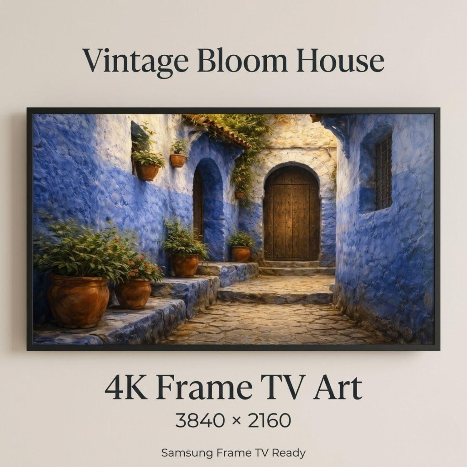 Chefchaouen Blue Alleyway Art | Moroccan Streets Samsung Frame TV (Digital Download)