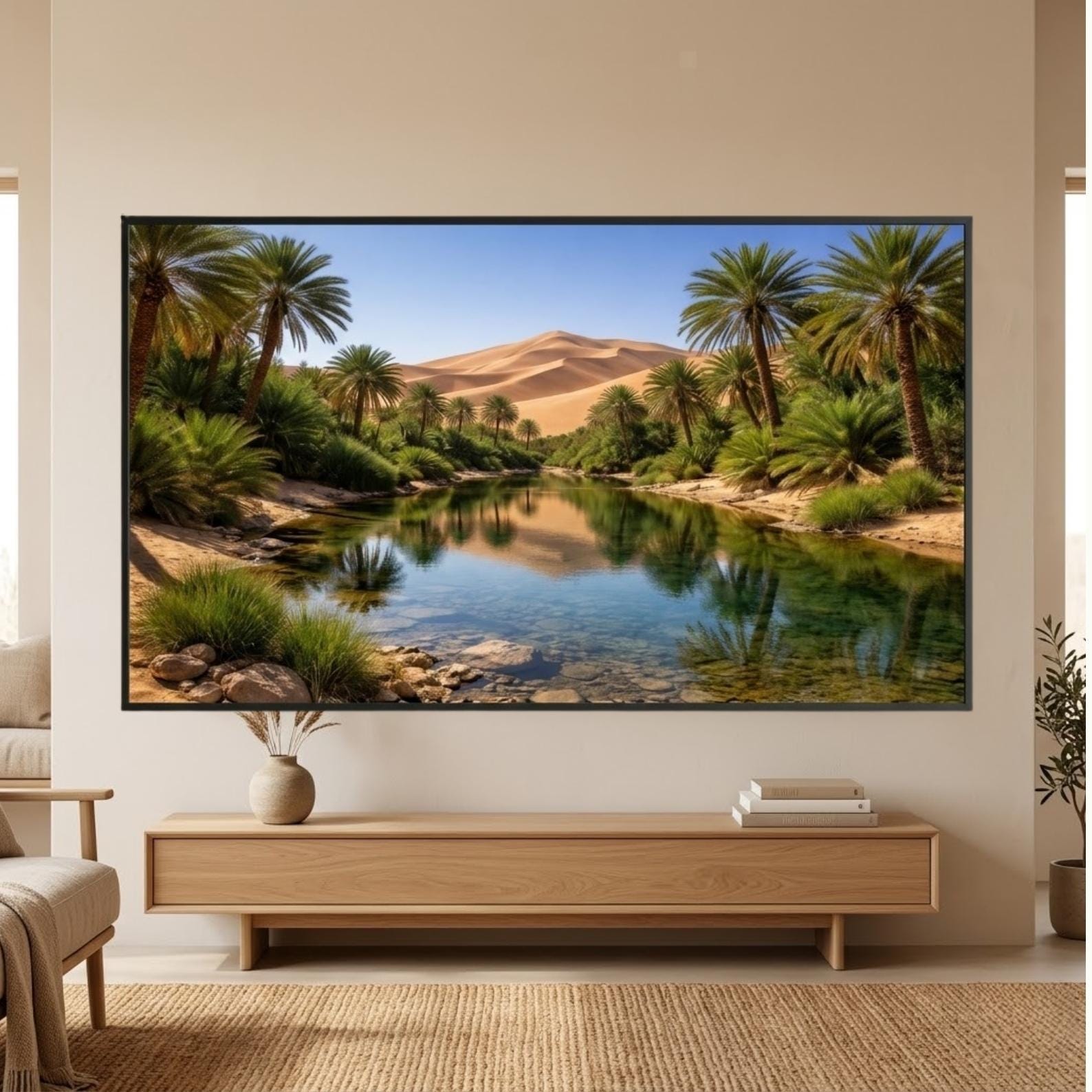 Sahara Oasis Palm Trees Landscape Art | Morocco Desert Scene (Digital Download)