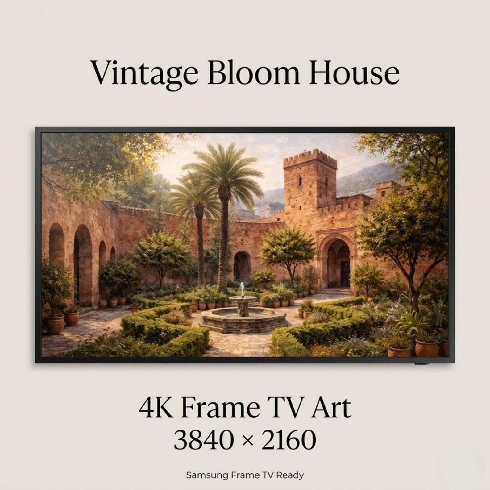Kasbah Courtyard Art: Chefchaouen Garden Scene for Samsung Frame TV (Digital Download)