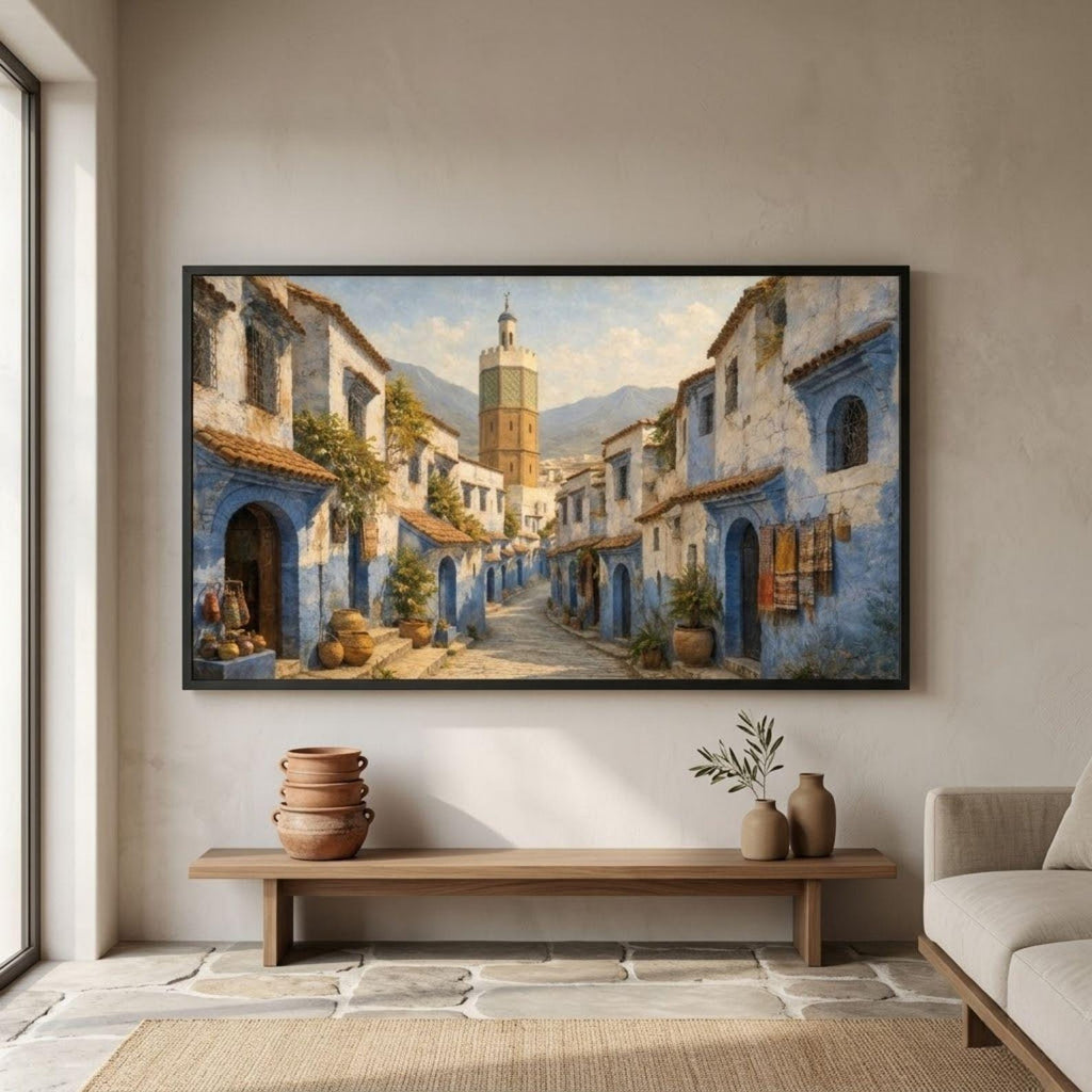 Chefchaouen Minaret Art: Blue City Morocco Architecture for Frame TV (Digital Download)