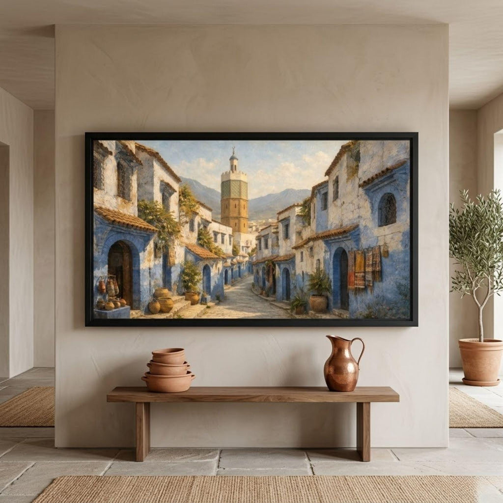 Chefchaouen Minaret Art: Blue City Morocco Architecture for Frame TV (Digital Download)