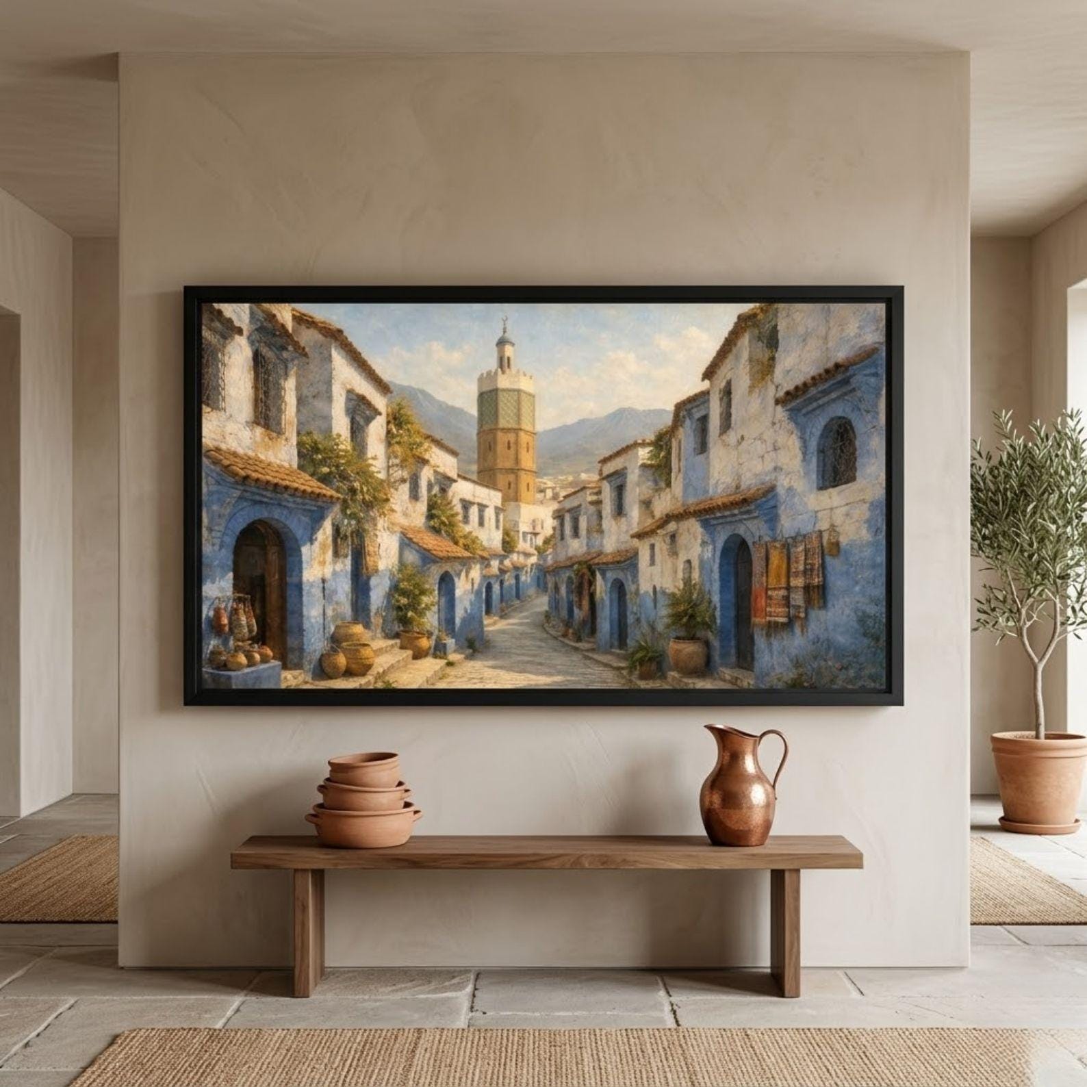 Chefchaouen Minaret Art: Blue City Morocco Architecture for Frame TV (Digital Download)