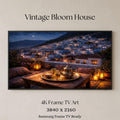 Chefchaouen Night Rooftop Art: Moroccan Lantern Glow, Blue City View (Digital Download)