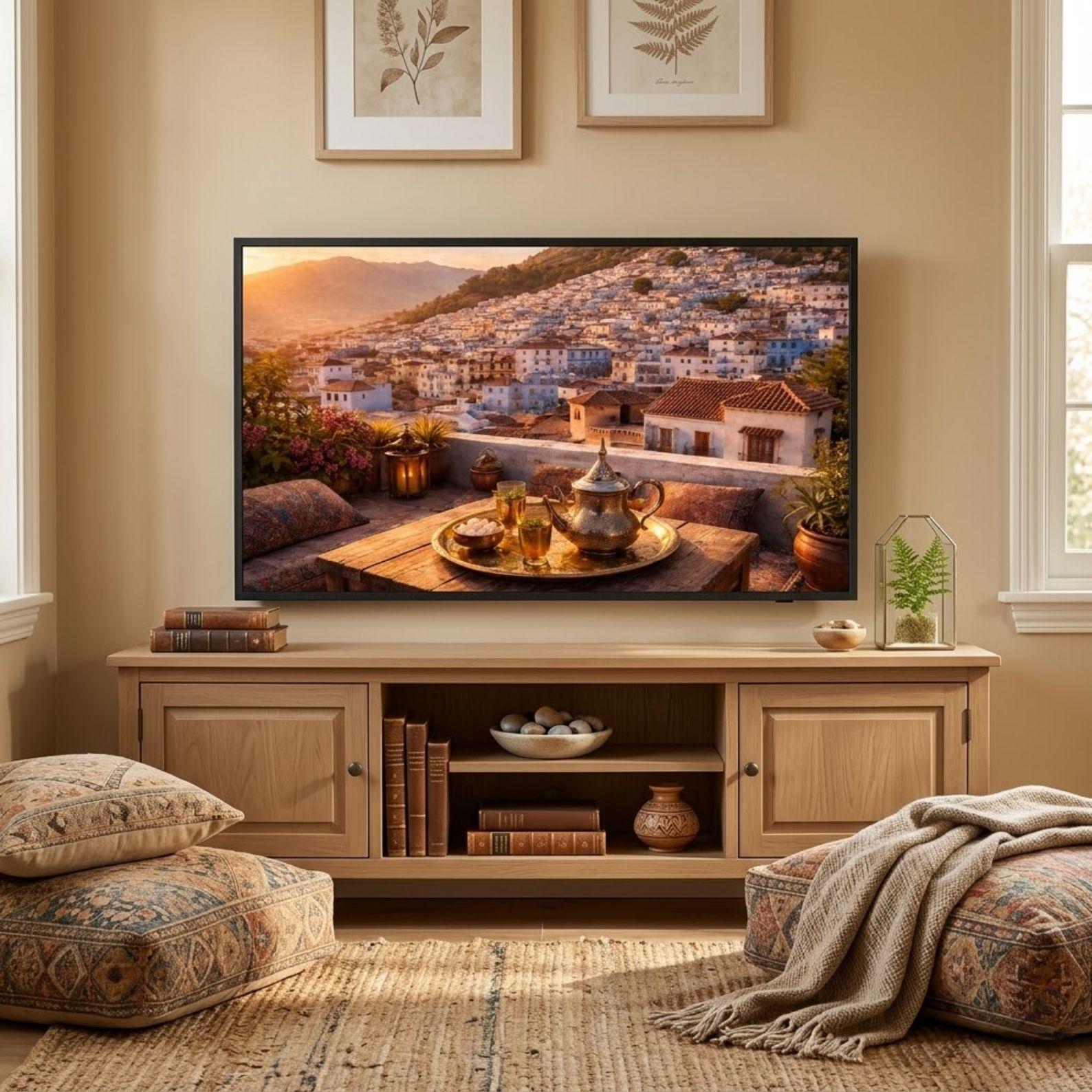 Chefchaouen Rooftop Set of 2 Frame TV Art 4K Morocco Day and Night Blue City Digital Download Samsung Frame TV Art Bundle
