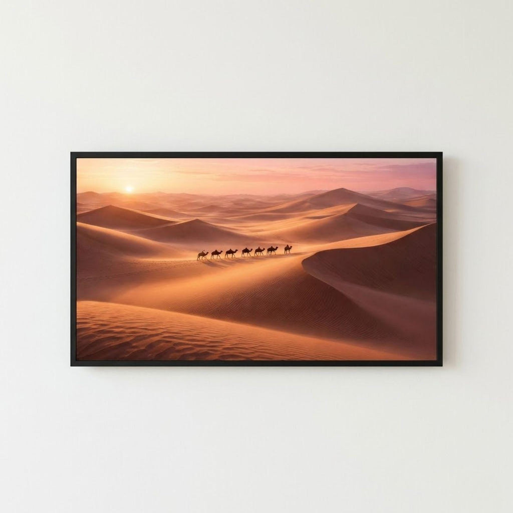 Sahara Camel Caravan Art | Desert Sunrise Frame TV Print (Digital Download)