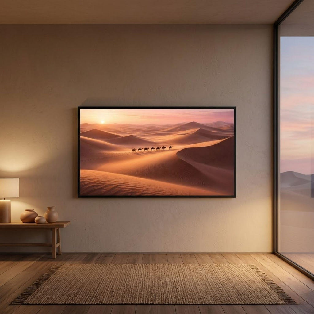 Sahara Camel Caravan Art | Desert Sunrise Frame TV Print (Digital Download)