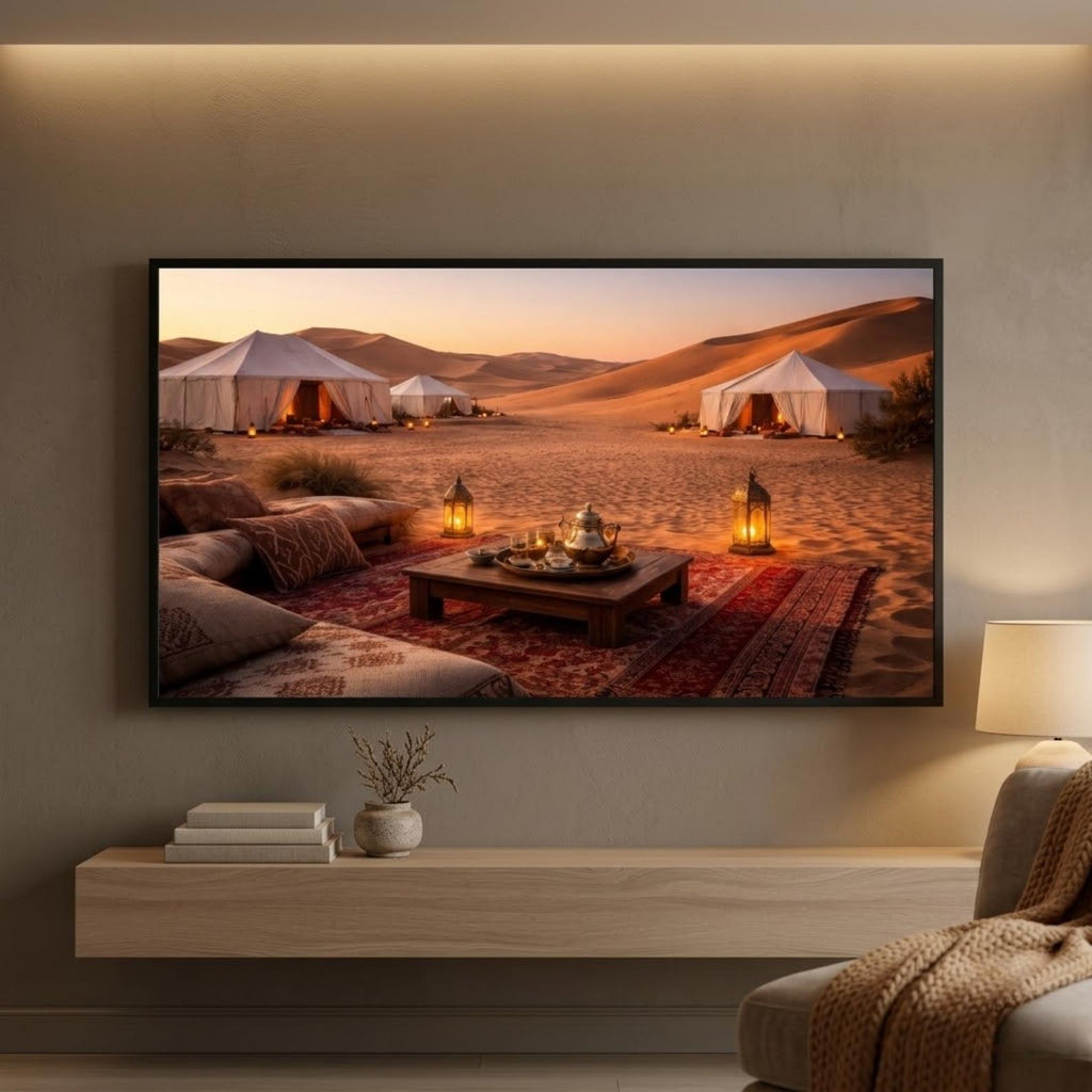 Sahara Desert Camp Art | Luxury Tents Morocco Wall Art (Digital Download)