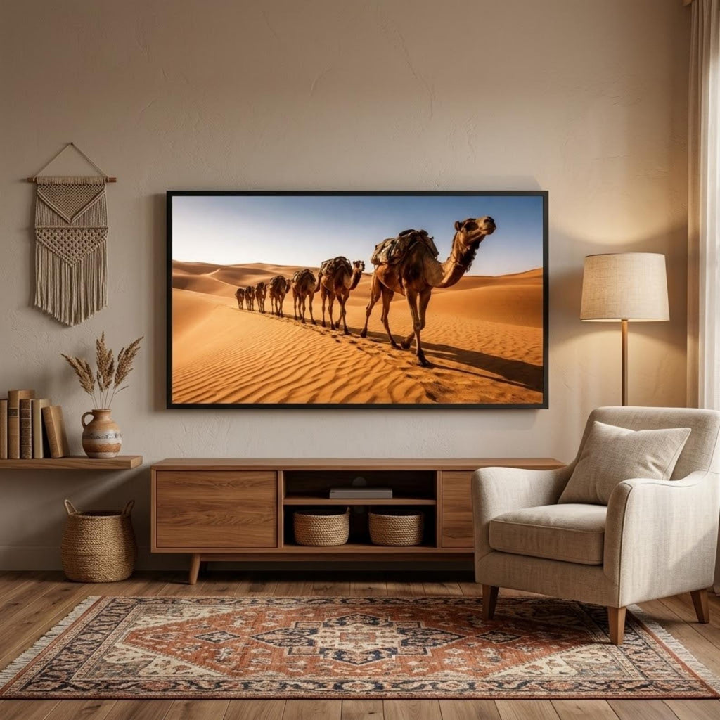 Sahara Camel Caravan Art | Desert Dunes Morocco Wall Art (Digital Download)