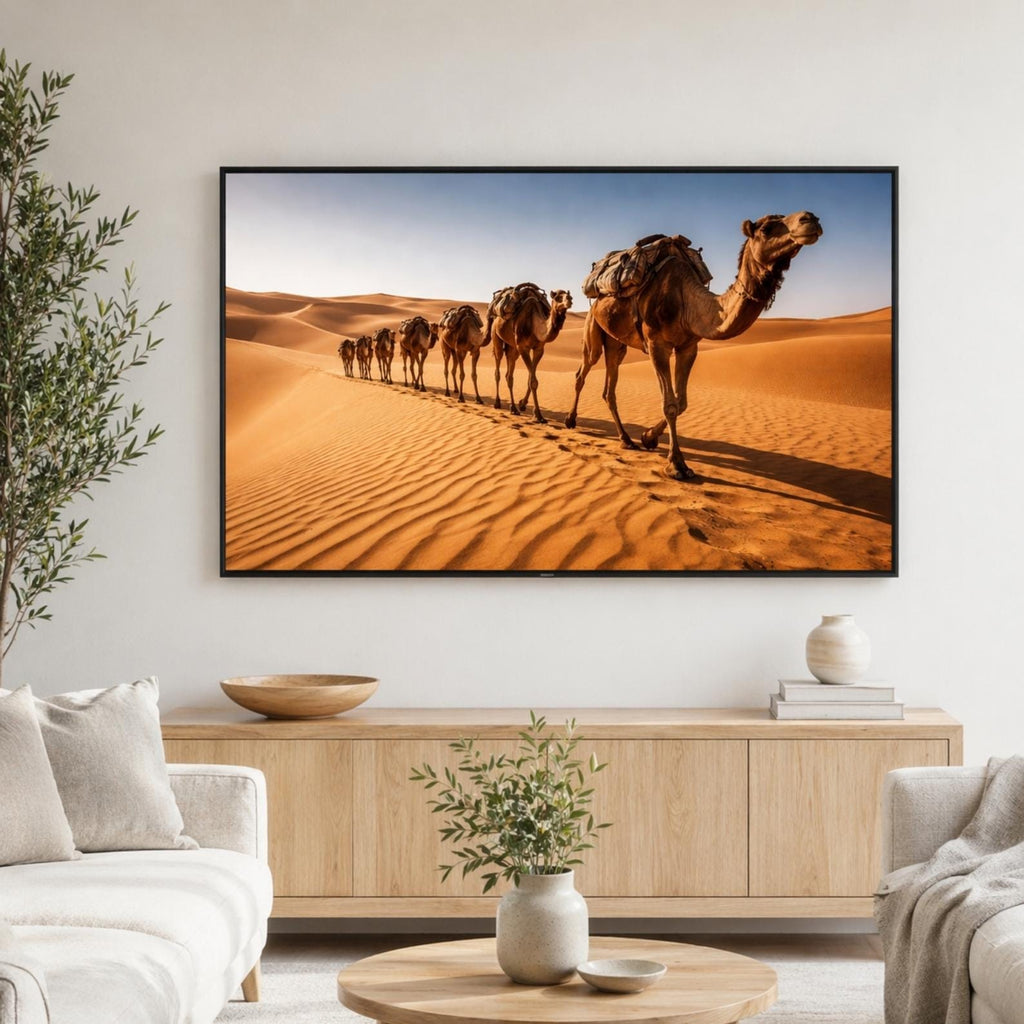 Sahara Camel Caravan Art | Desert Dunes Morocco Wall Art (Digital Download)