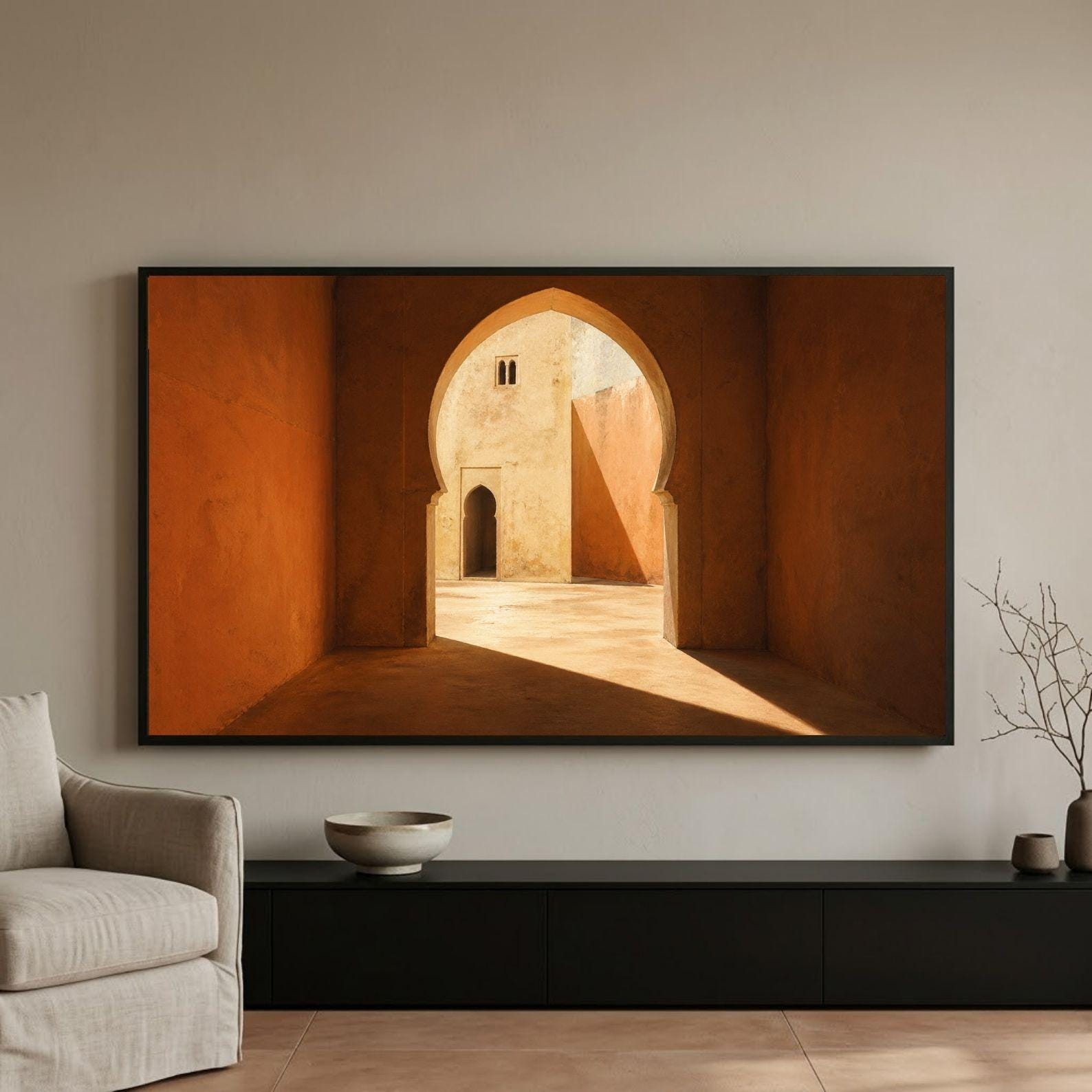 Fes | Morocco | Frame TV Art | Samsung Frame TV | Digital Download | Moroccan Arch | Minimal Architecture | Neutral Wall Art
