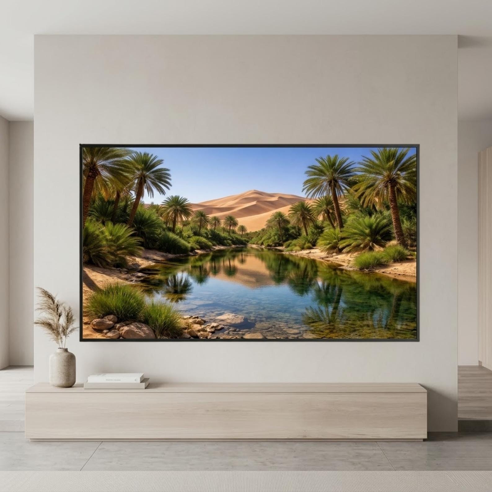 Sahara Oasis Palm Trees Landscape Art | Morocco Desert Scene (Digital Download)