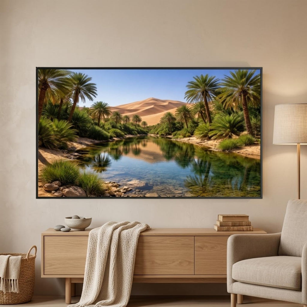 Sahara Oasis Palm Trees Landscape Art | Morocco Desert Scene (Digital Download)