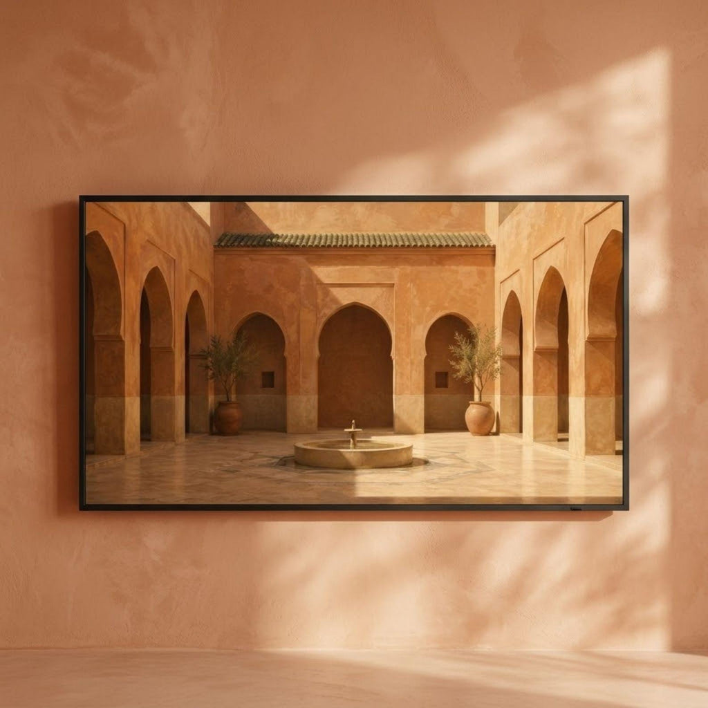 Fes | Morocco | Frame TV Art | Samsung Frame TV | Digital Download | Moroccan Courtyard | Riad Architecture | Neutral Wall Art