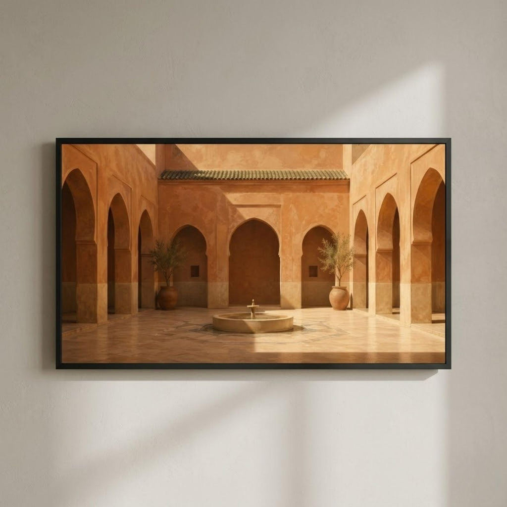 Fes | Morocco | Frame TV Art | Samsung Frame TV | Digital Download | Moroccan Courtyard | Riad Architecture | Neutral Wall Art