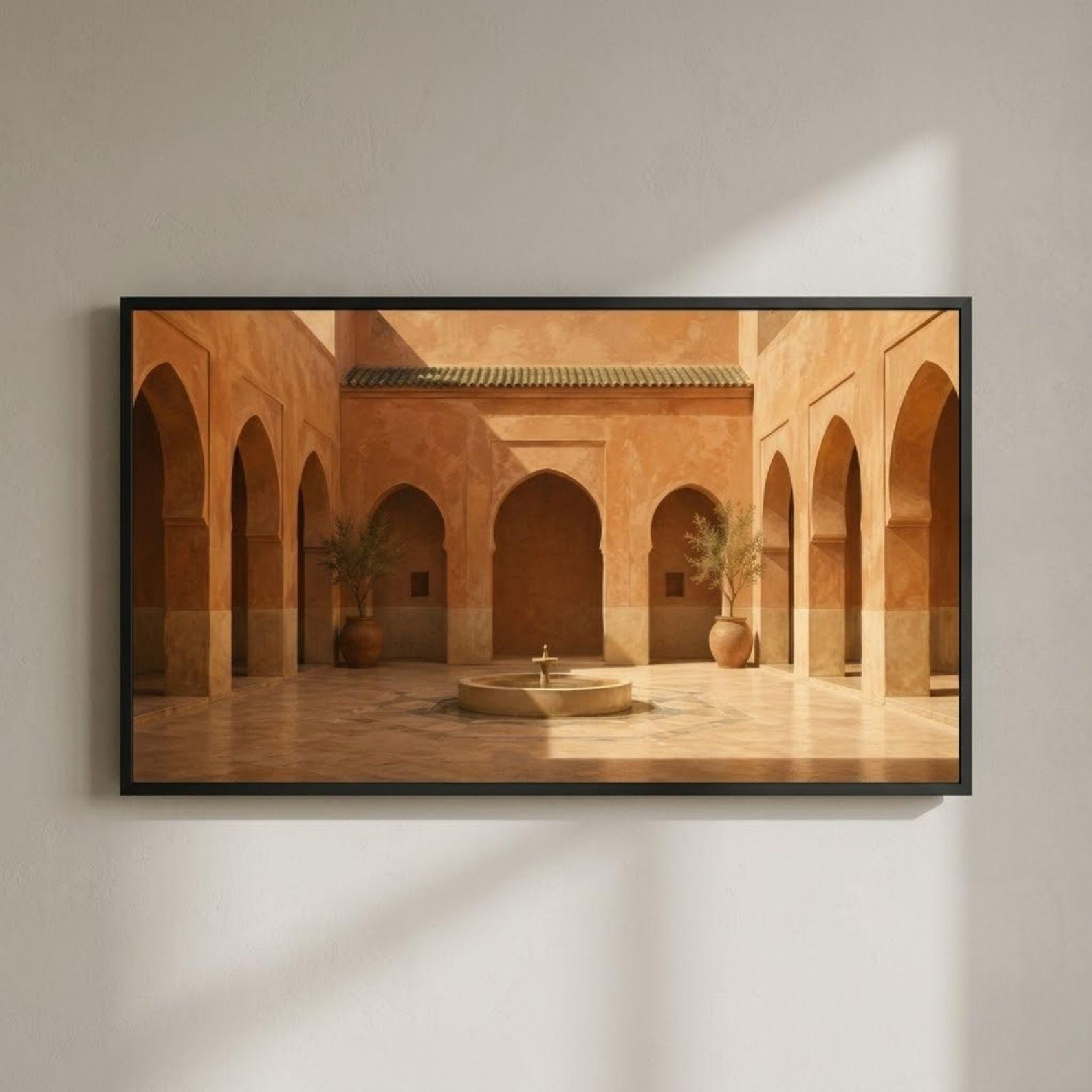 Fes | Morocco | Frame TV Art | Samsung Frame TV | Digital Download | Moroccan Courtyard | Riad Architecture | Neutral Wall Art