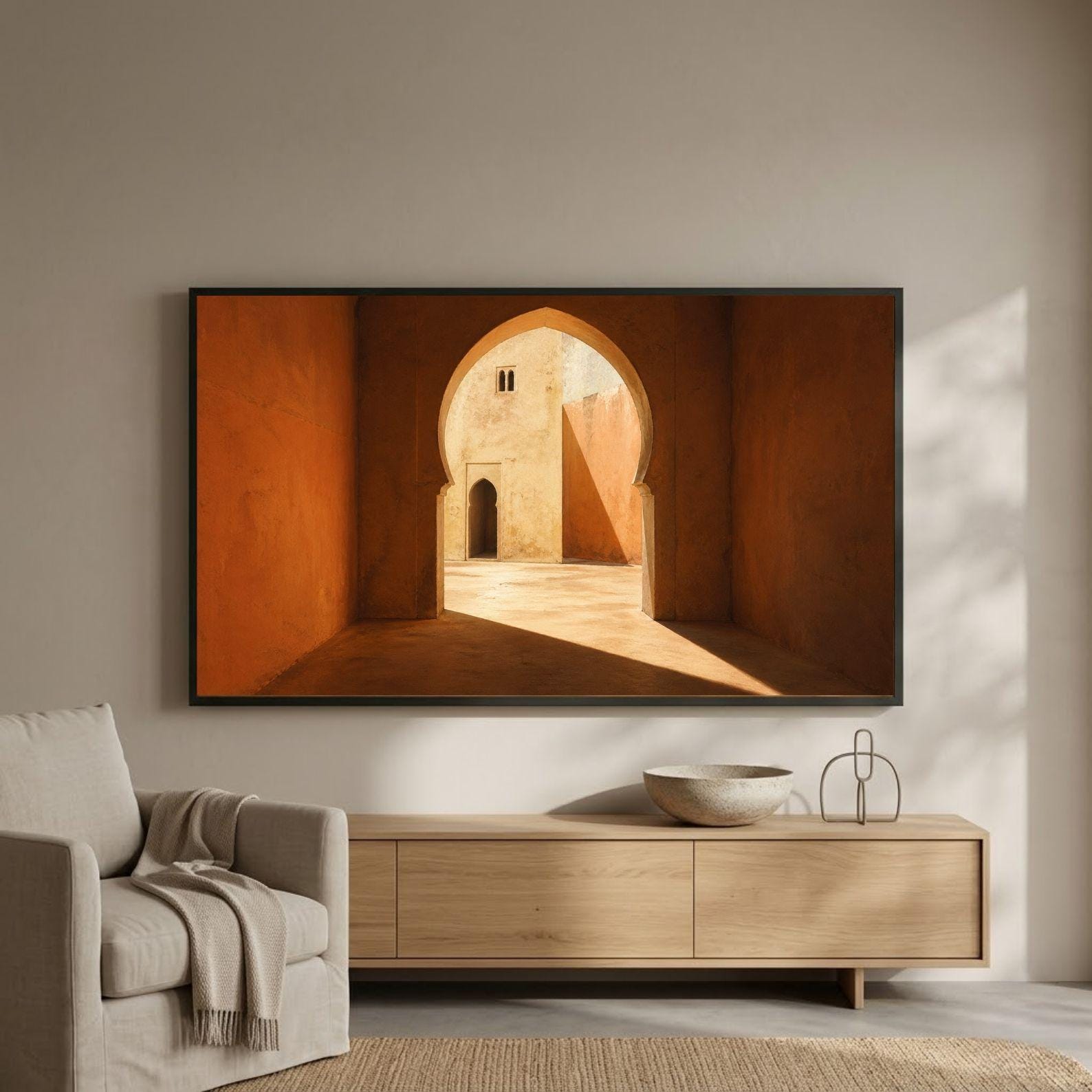 Fes | Morocco | Frame TV Art | Samsung Frame TV | Digital Download | Moroccan Arch | Minimal Architecture | Neutral Wall Art