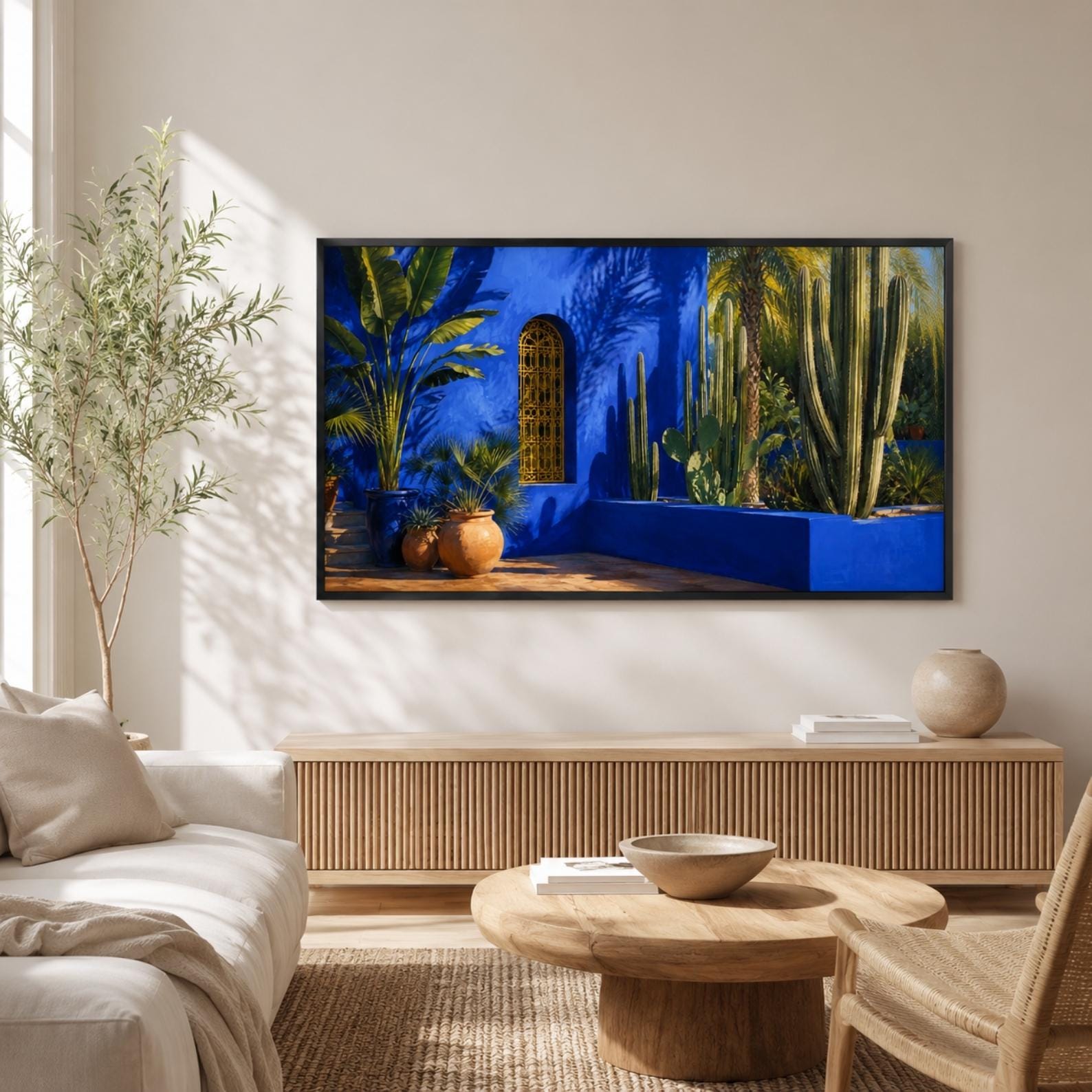 Marrakech Majorelle Garden Art | Blue Villa Botanical Samsung Frame TV (Digital Download)