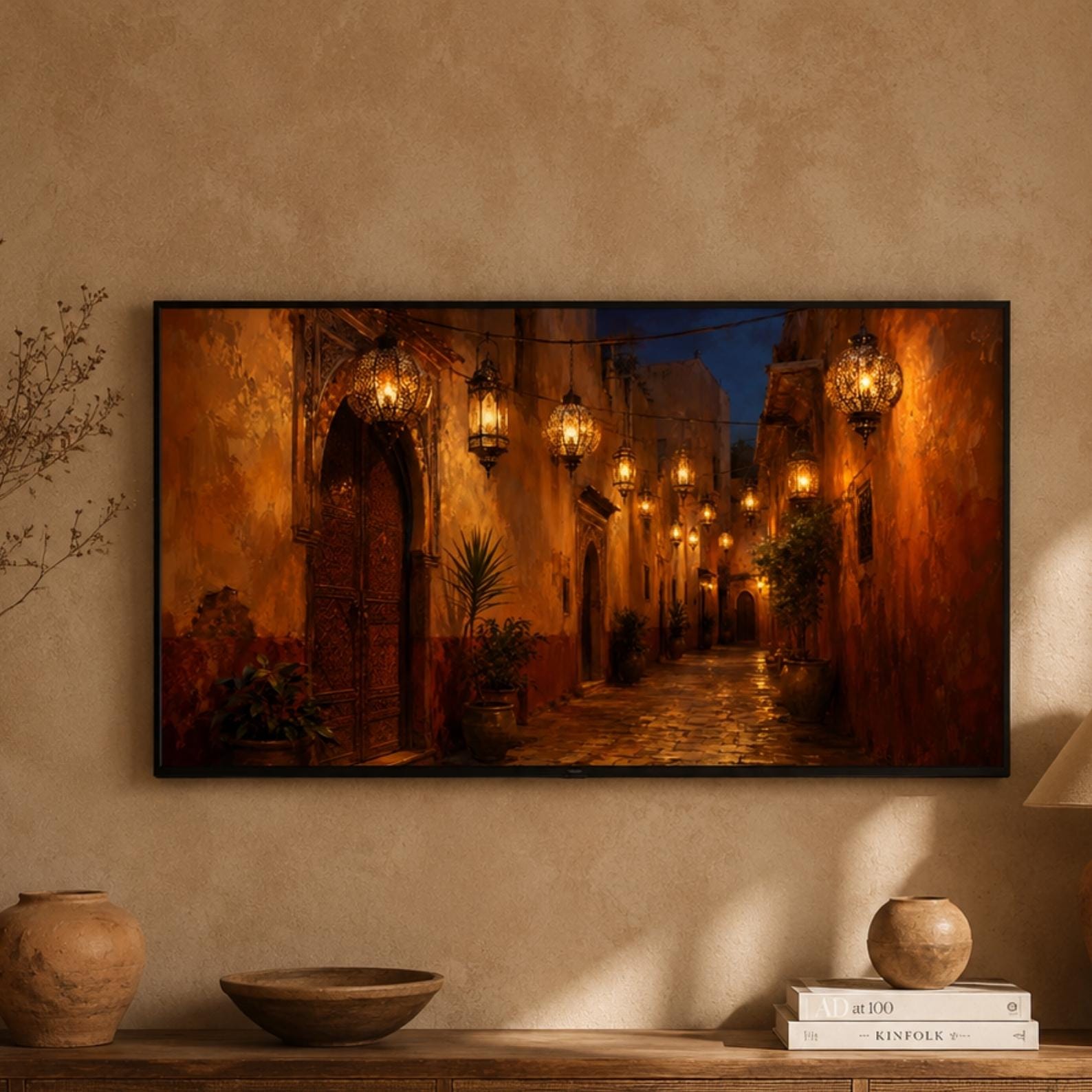 Marrakech Lantern Alley Art | Moroccan Medina Wall Decor (Digital Download)