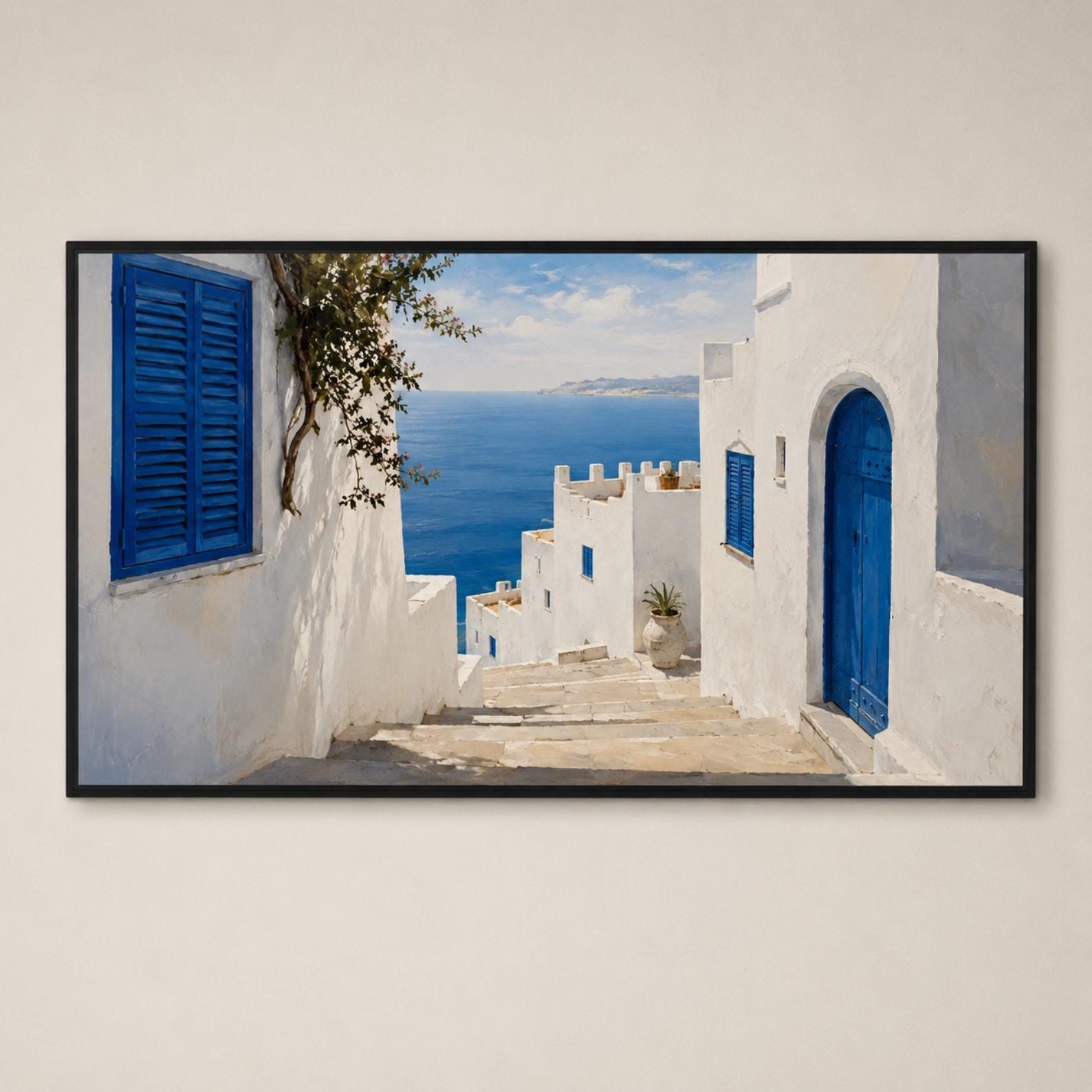 Tangier Sea View Art | Mediterranean Coastal Architecture (Digital Download)