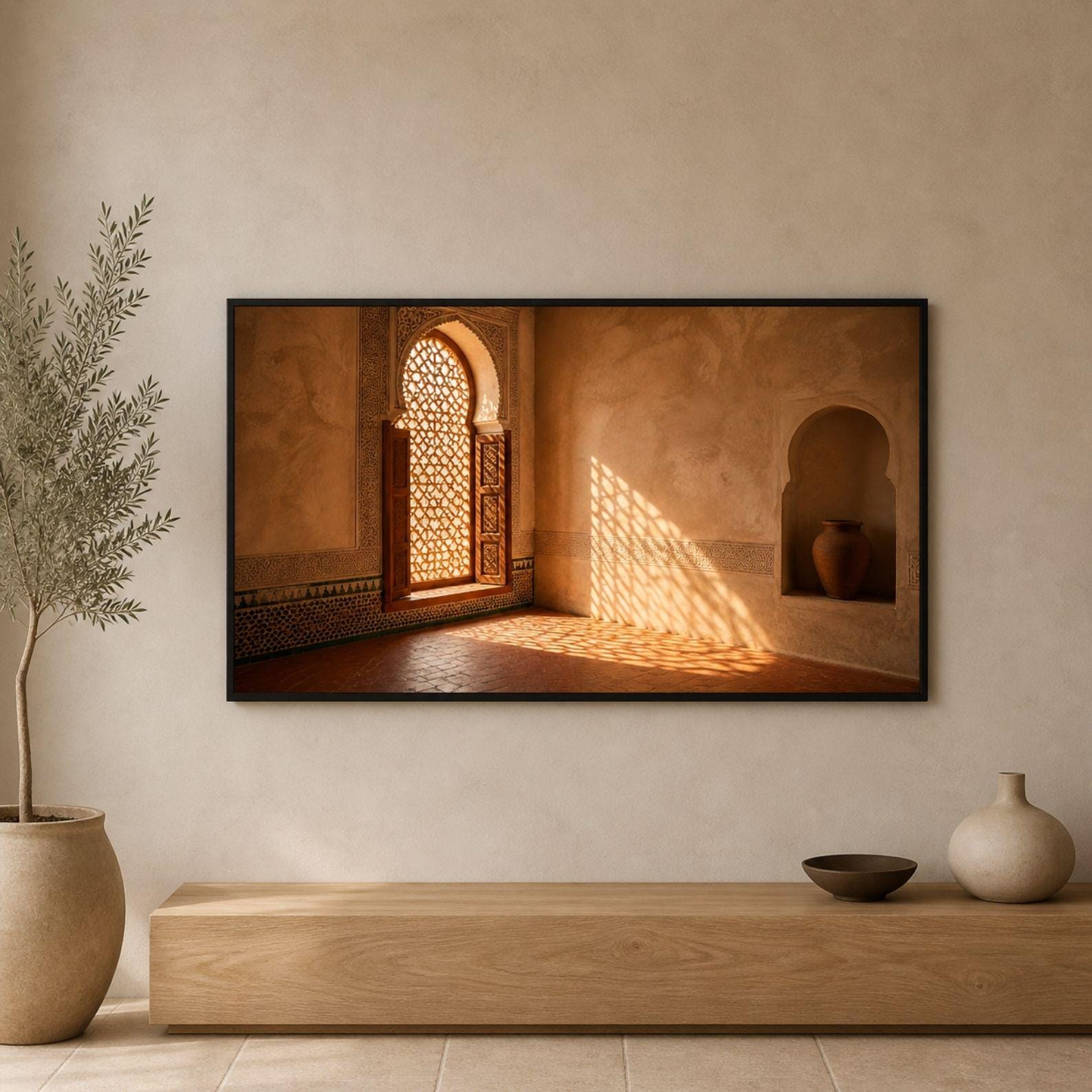 Fes | Morocco | Frame TV Art | Samsung Frame TV | Digital Download | Riad Window | Neutral Wall Art | Architecture