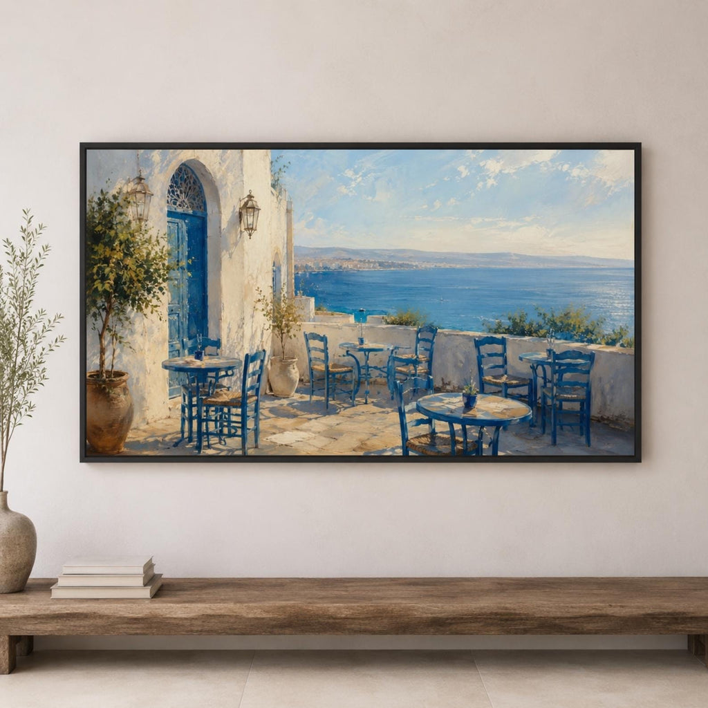 Tangier Café Art | Mediterranean Coastal View, Morocco (Digital Download)