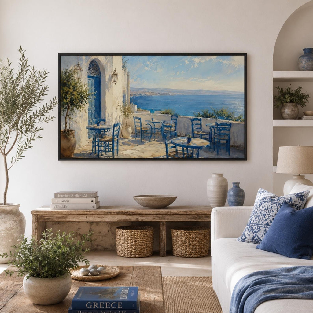 Tangier Café Art | Mediterranean Coastal View, Morocco (Digital Download)