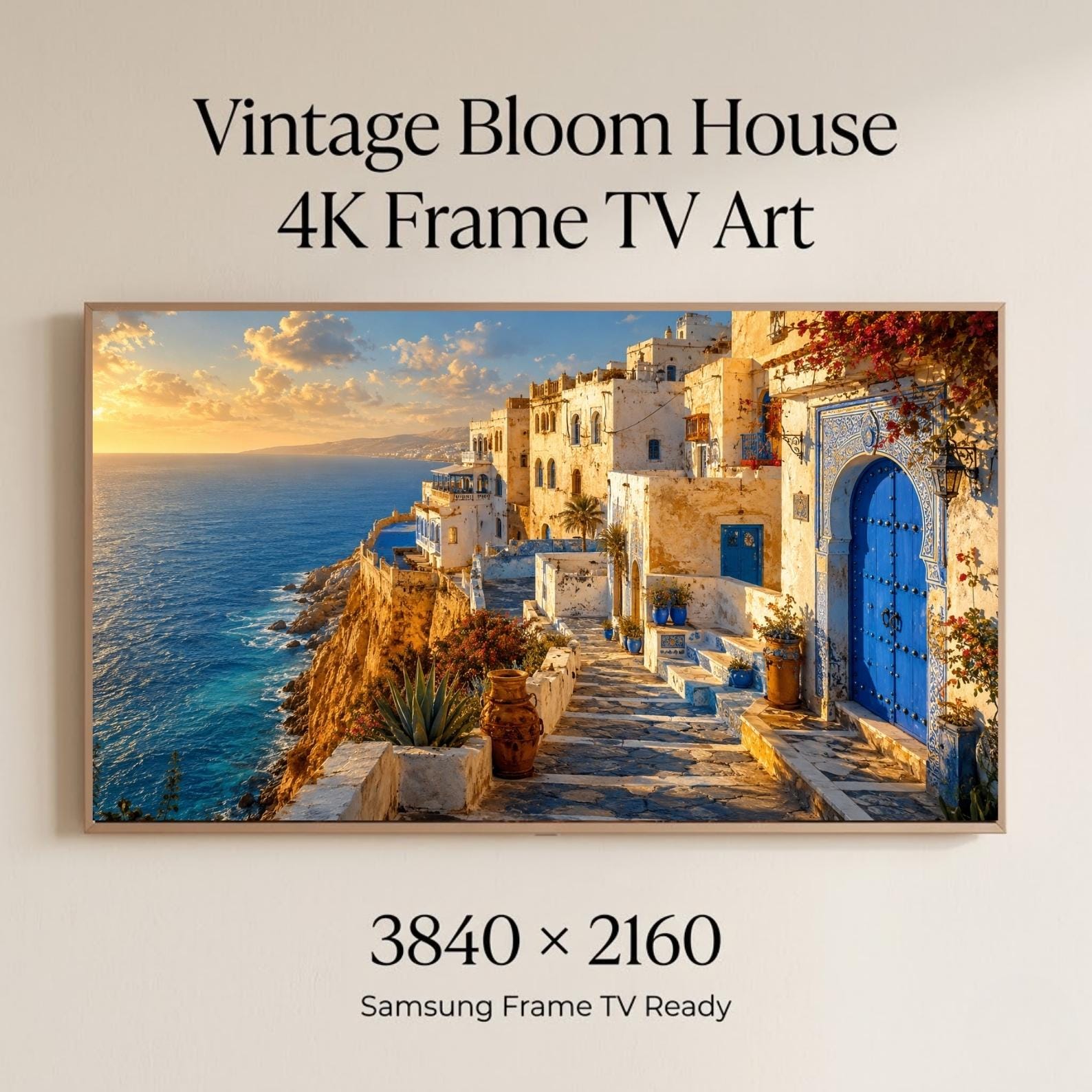 Tangier Kasbah Art | Coastal Morocco Cliffside View (Digital Download)