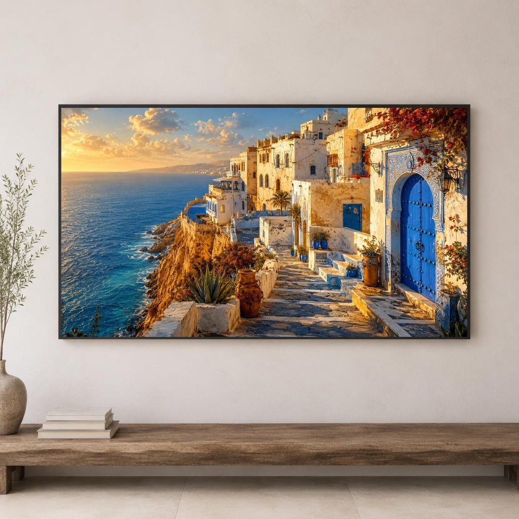 Tangier Kasbah Art | Coastal Morocco Cliffside View (Digital Download)