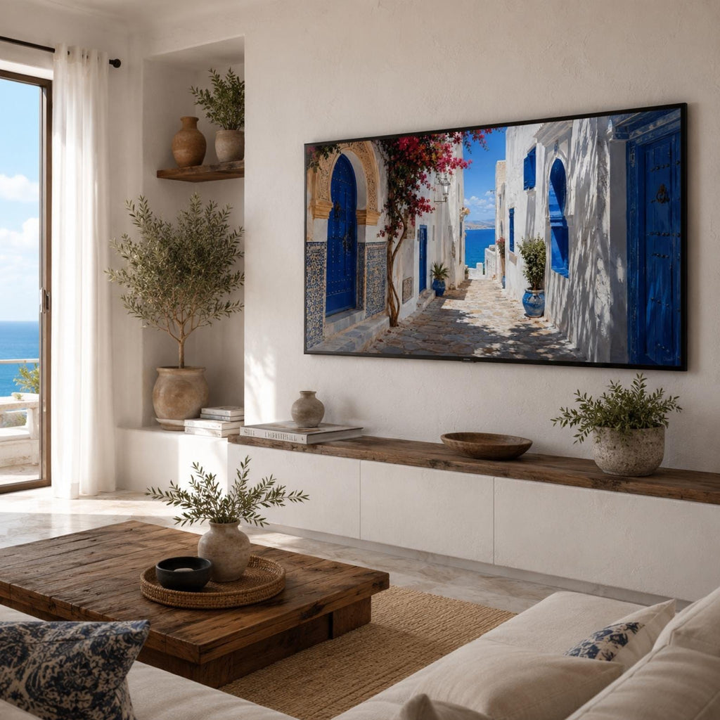 Tangier Blue Alley Art | Mediterranean Morocco Frame TV Digital Download