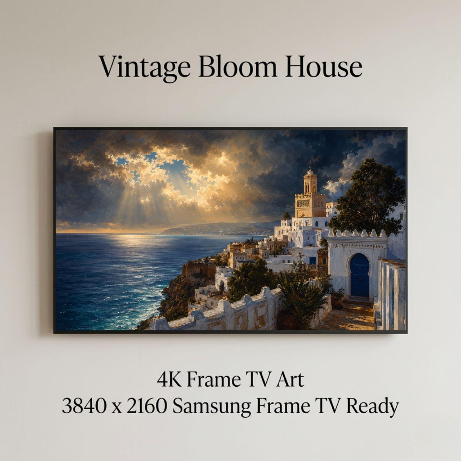 Tangier Coastal Storm Art | Mediterranean Morocco Frame TV (Digital Download)