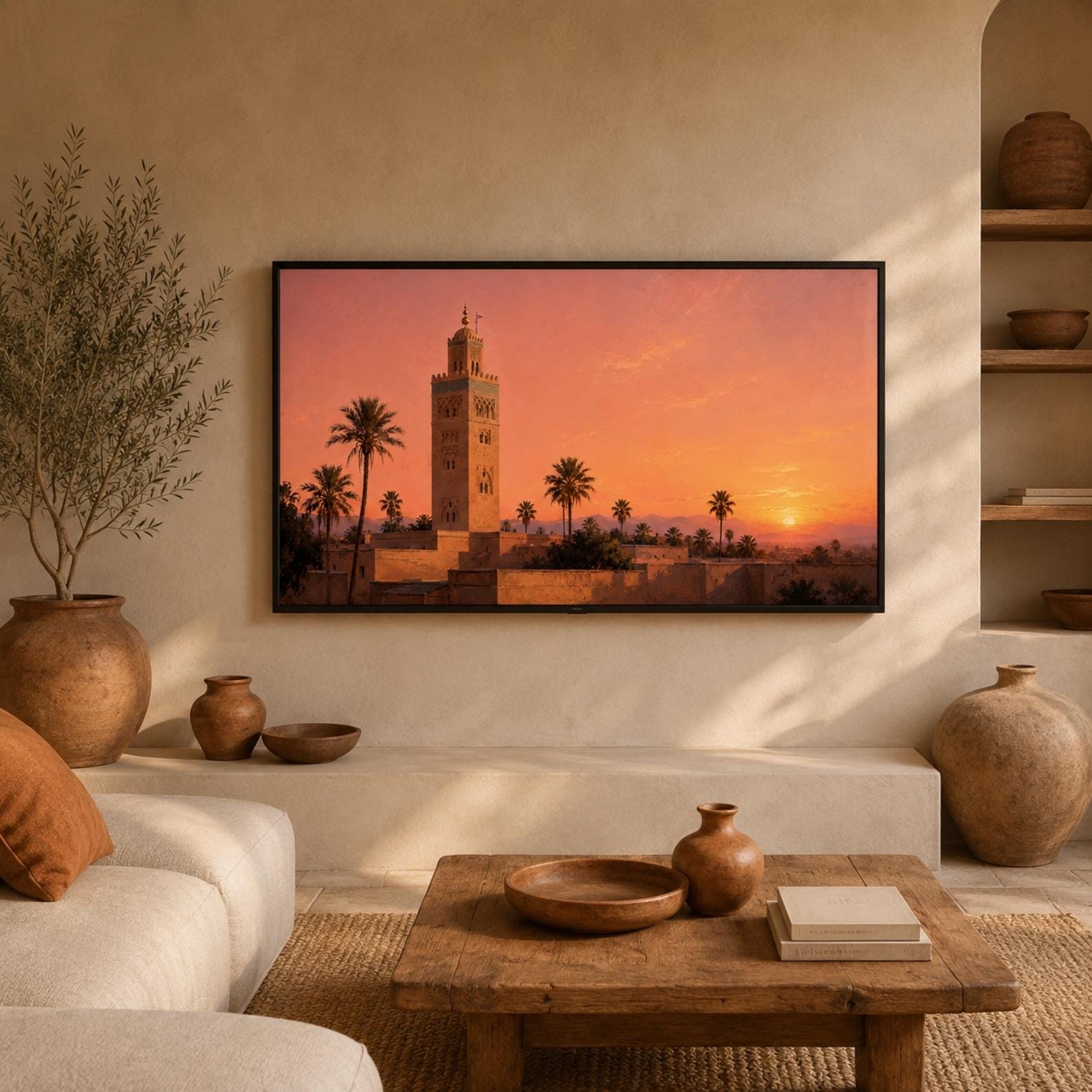 Marrakech | Morocco | Frame TV Art | Samsung Frame TV | Digital Download | Koutoubia Mosque | Sunset Art | Neutral Wall Art