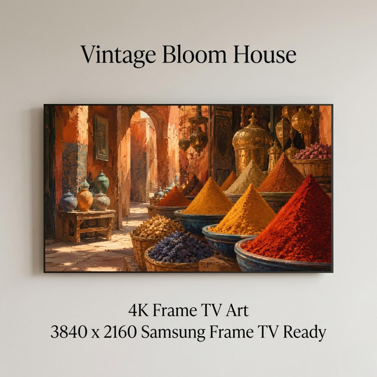 Marrakech | Morocco | Frame TV Art | Samsung Frame TV | Digital Download | Spice Market | Moroccan Souk | Colorful Wall Art
