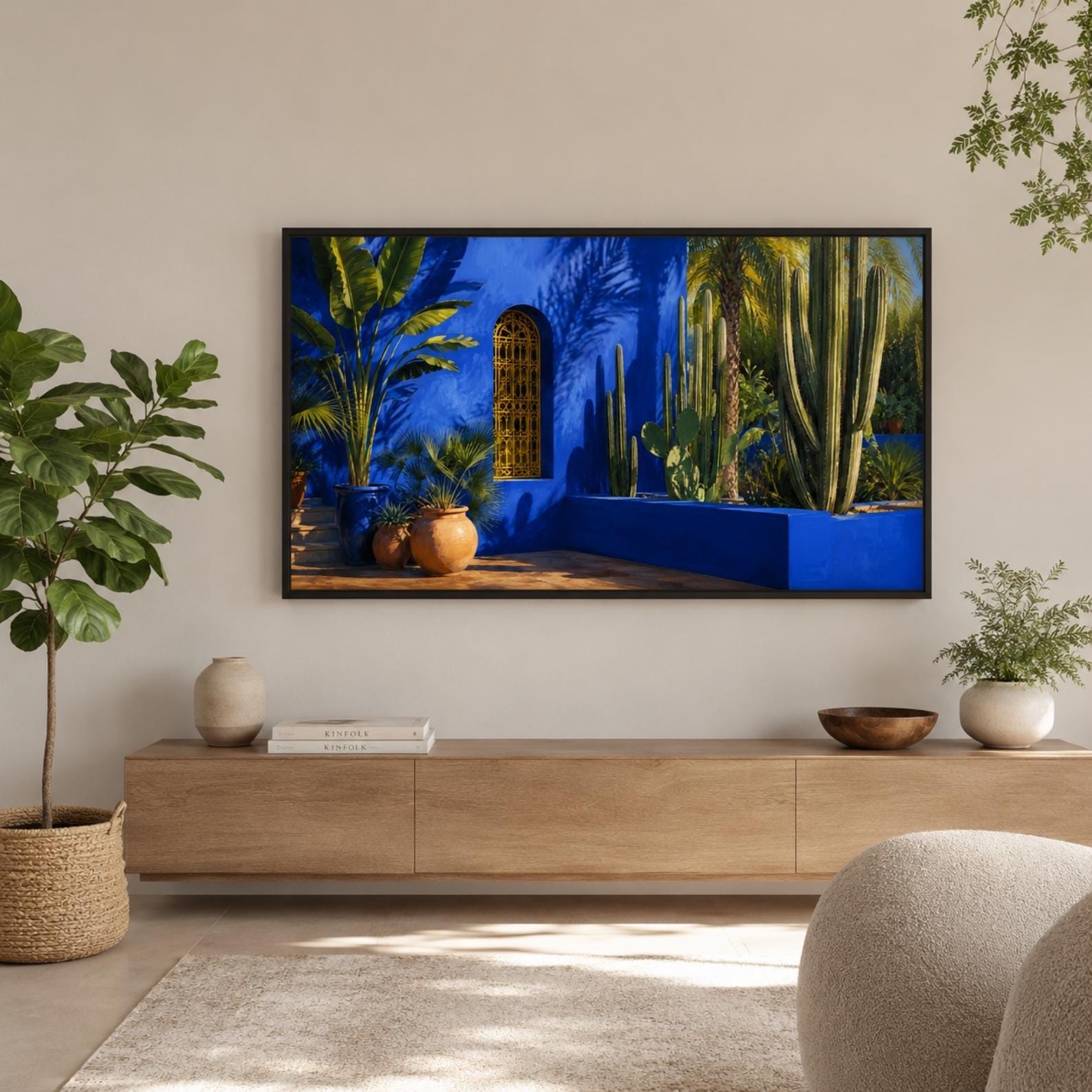 Marrakech Majorelle Garden Art | Blue Villa Botanical Samsung Frame TV (Digital Download)
