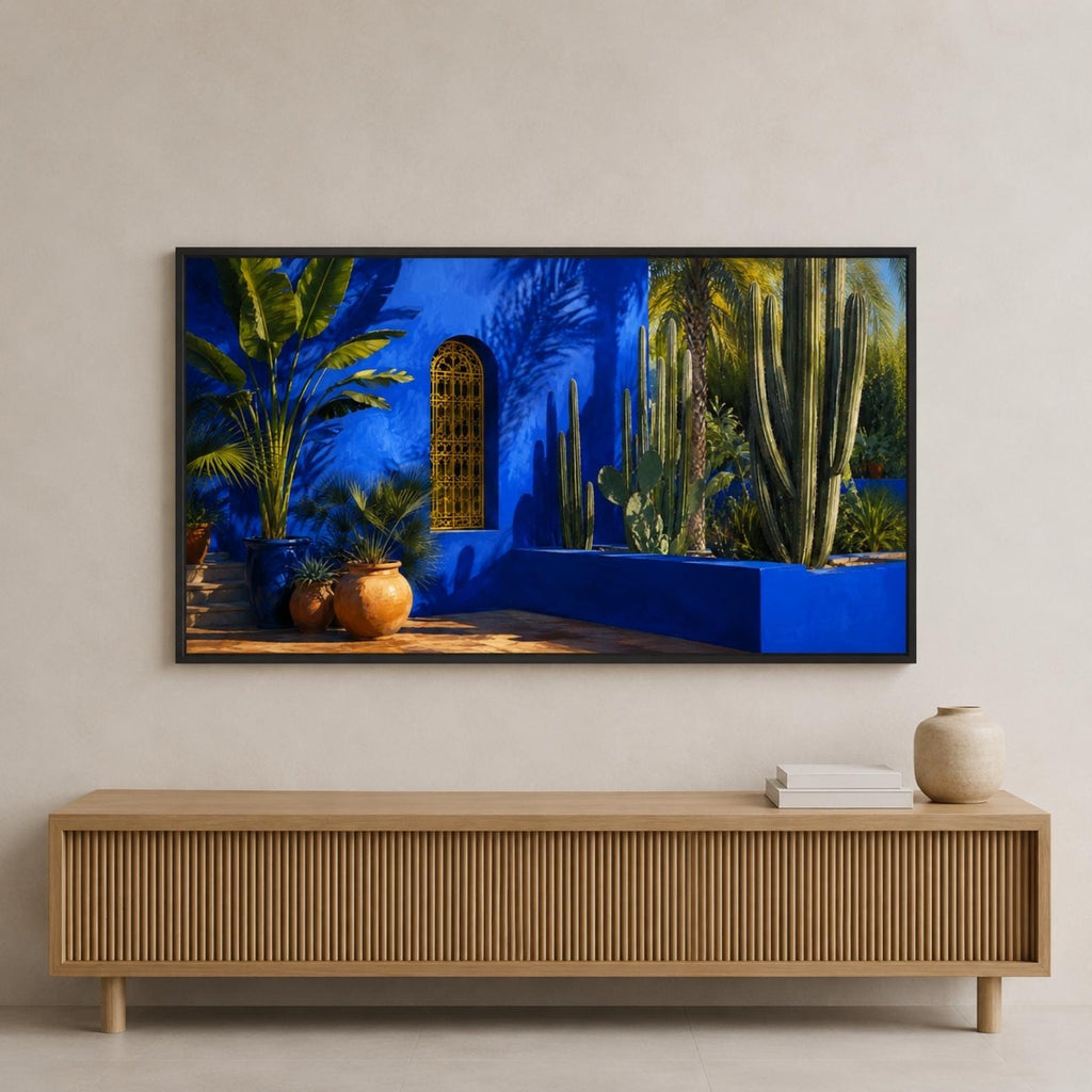 Marrakech Majorelle Garden Art | Blue Villa Botanical Samsung Frame TV (Digital Download)
