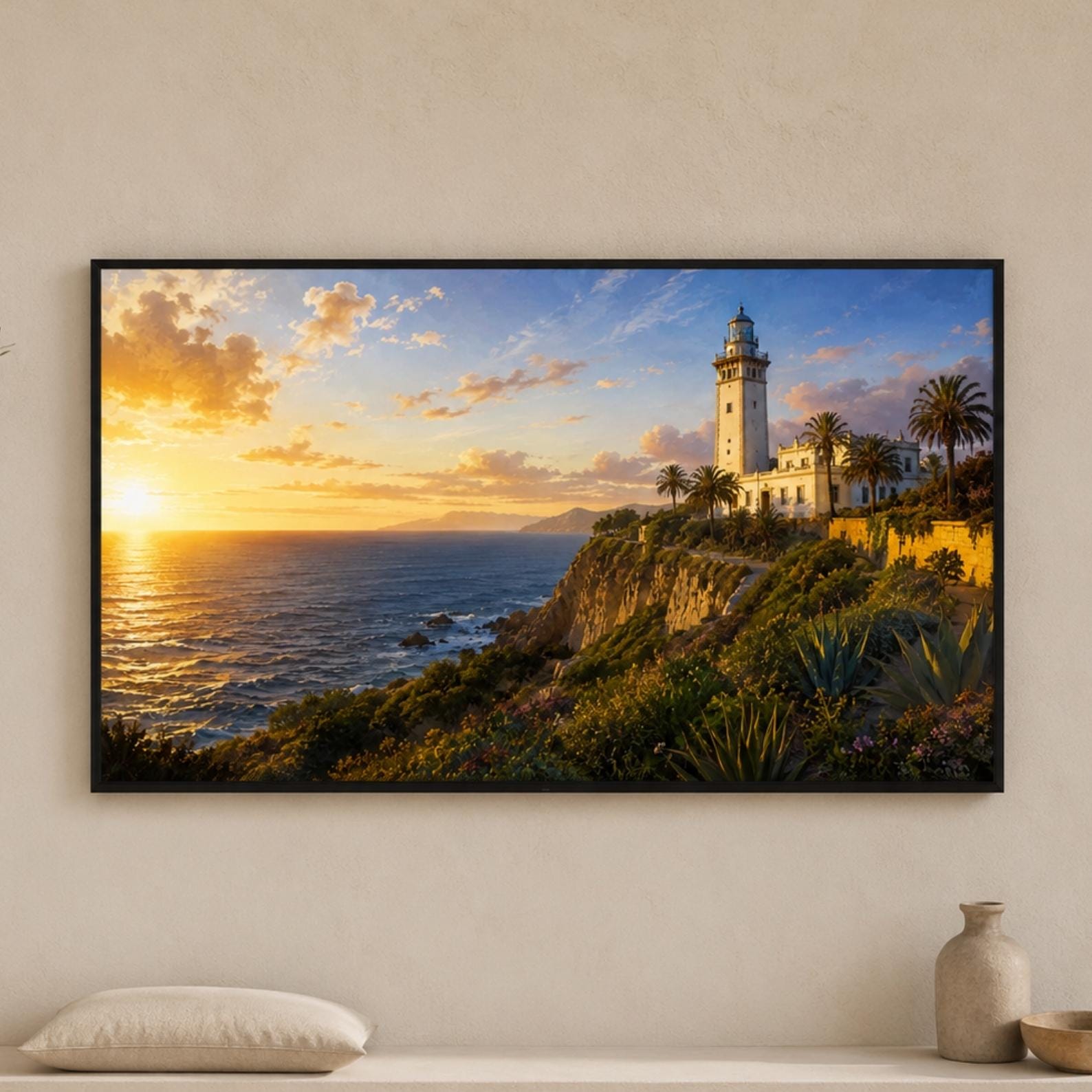 Cape Spartel Lighthouse Art | Morocco Coastal Scene (Digital Download)