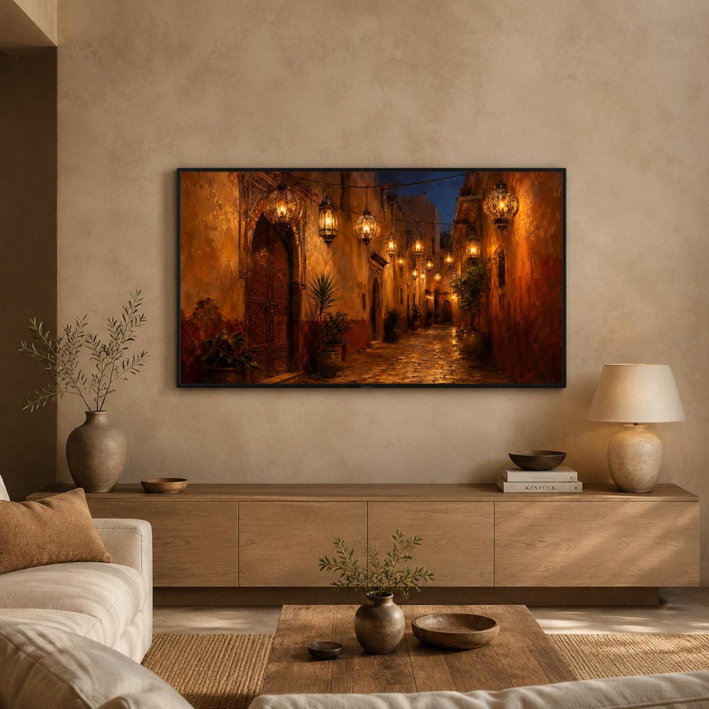 Marrakech Lantern Alley Art | Moroccan Medina Wall Decor (Digital Download)