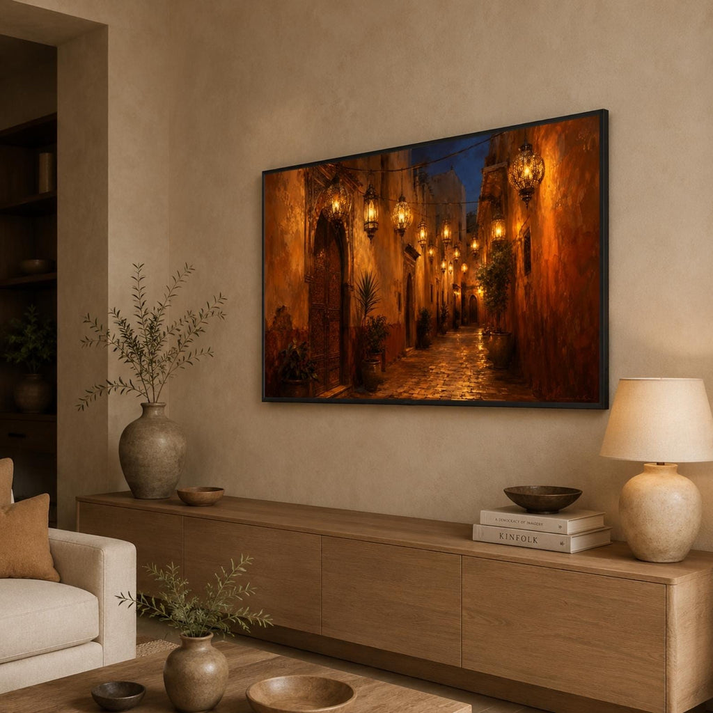 Marrakech Lantern Alley Art | Moroccan Medina Wall Decor (Digital Download)