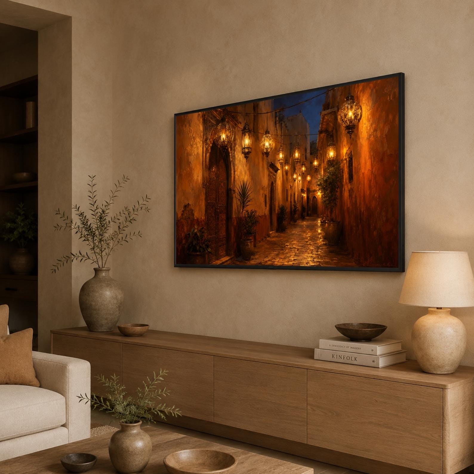 Marrakech Lantern Alley Art | Moroccan Medina Wall Decor (Digital Download)