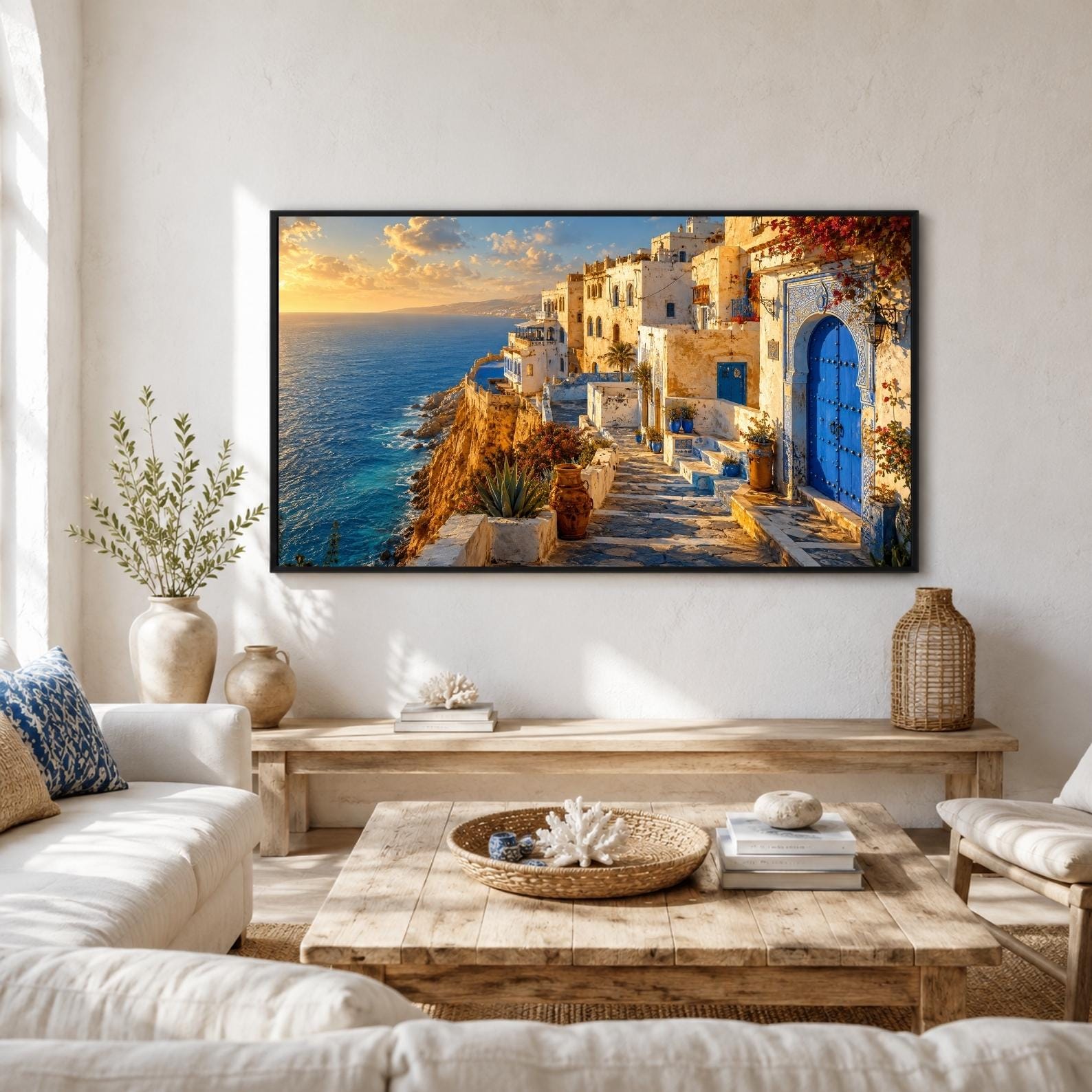 Tangier Kasbah Art | Coastal Morocco Cliffside View (Digital Download)